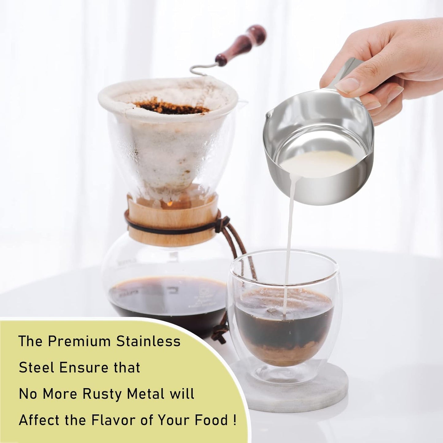 1PCS 2Cup (480ml, 16oz) Single Measuring Cup, Stainless Steel Measure Scoop, Metric and US Measurement, Dishwasher Safe