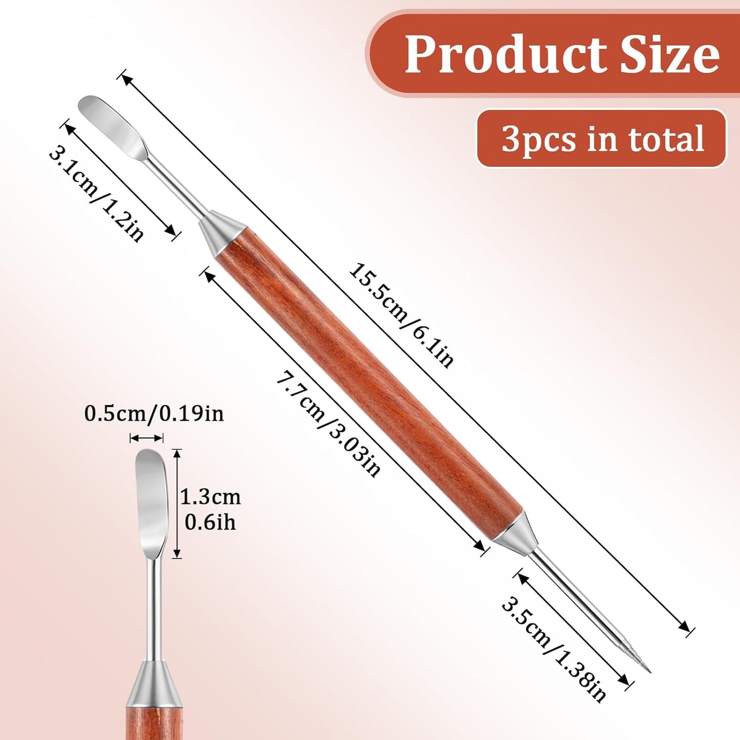 3PCS Latte Art Pen, Stainless Steel Dual-Ended Coffee Drawing Pen with Wood Handle Latte Art Tools Espresso Designs Barista Accessories Coffee Tool for Home Cafe Bar