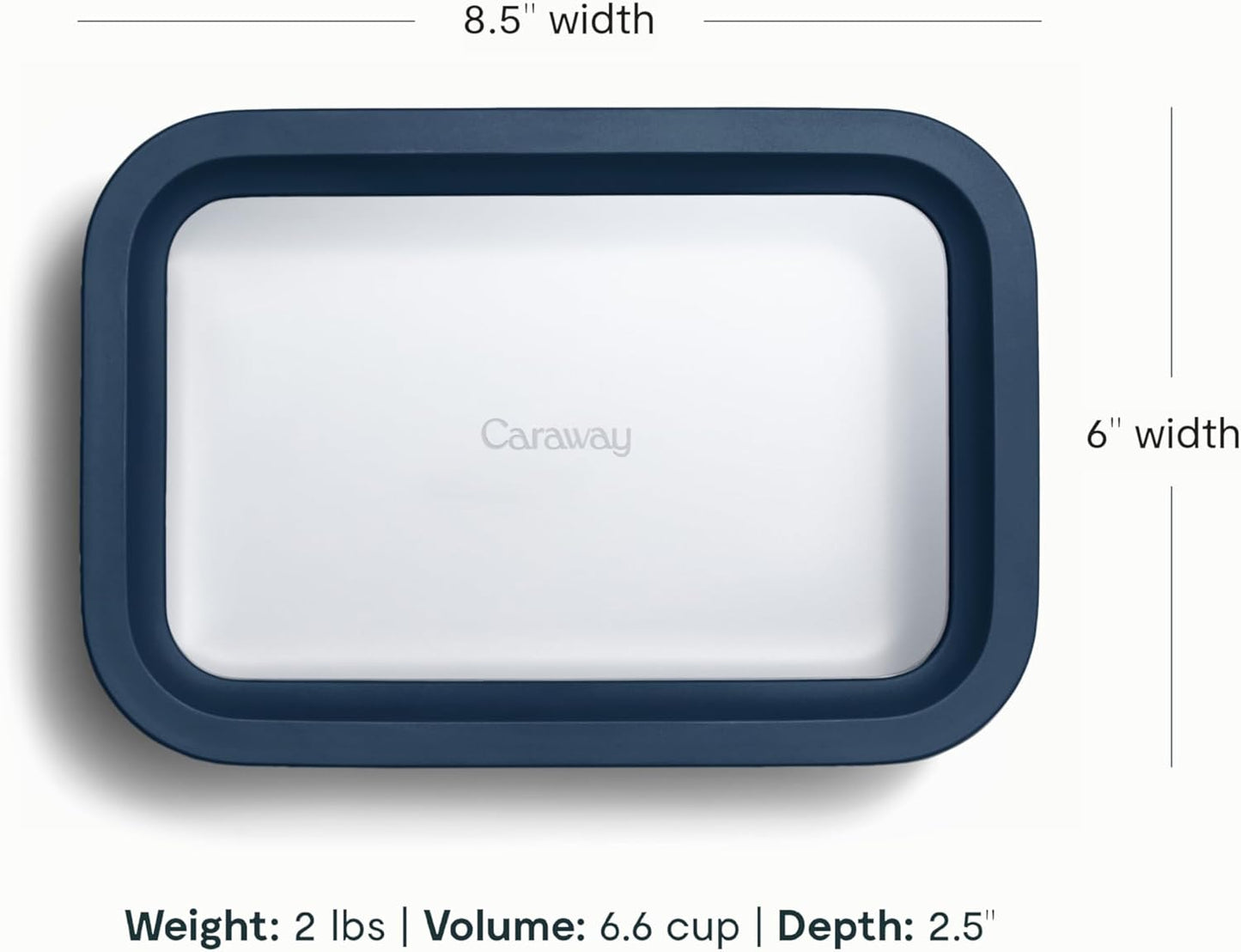 Caraway Glass Food Storage - 6.6 Cup Glass Container - Ceramic Coated Food Container - Non Toxic, Non Stick Lunch Box Container with Glass Lids - Dishwasher, Oven, & Microwave Safe - Navy