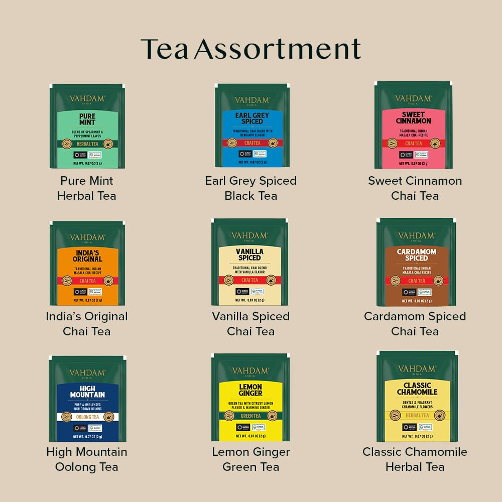 VAHDAM, Limited Edition - Hanukkah Tea Gift Basket | 9 Delicious Variety Pyramid Tea Bags | Perfect Hanukkah Gift for Friends and Family