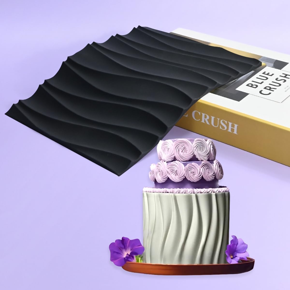 mostsom Silicone Lace Mold for Fondant, Wave Pattern Embossing Mat, and Decorating – Flexible Food-Grade Mold for Cake, Chocolate, Resin, Soap, Clay Crafts (D_Wave)