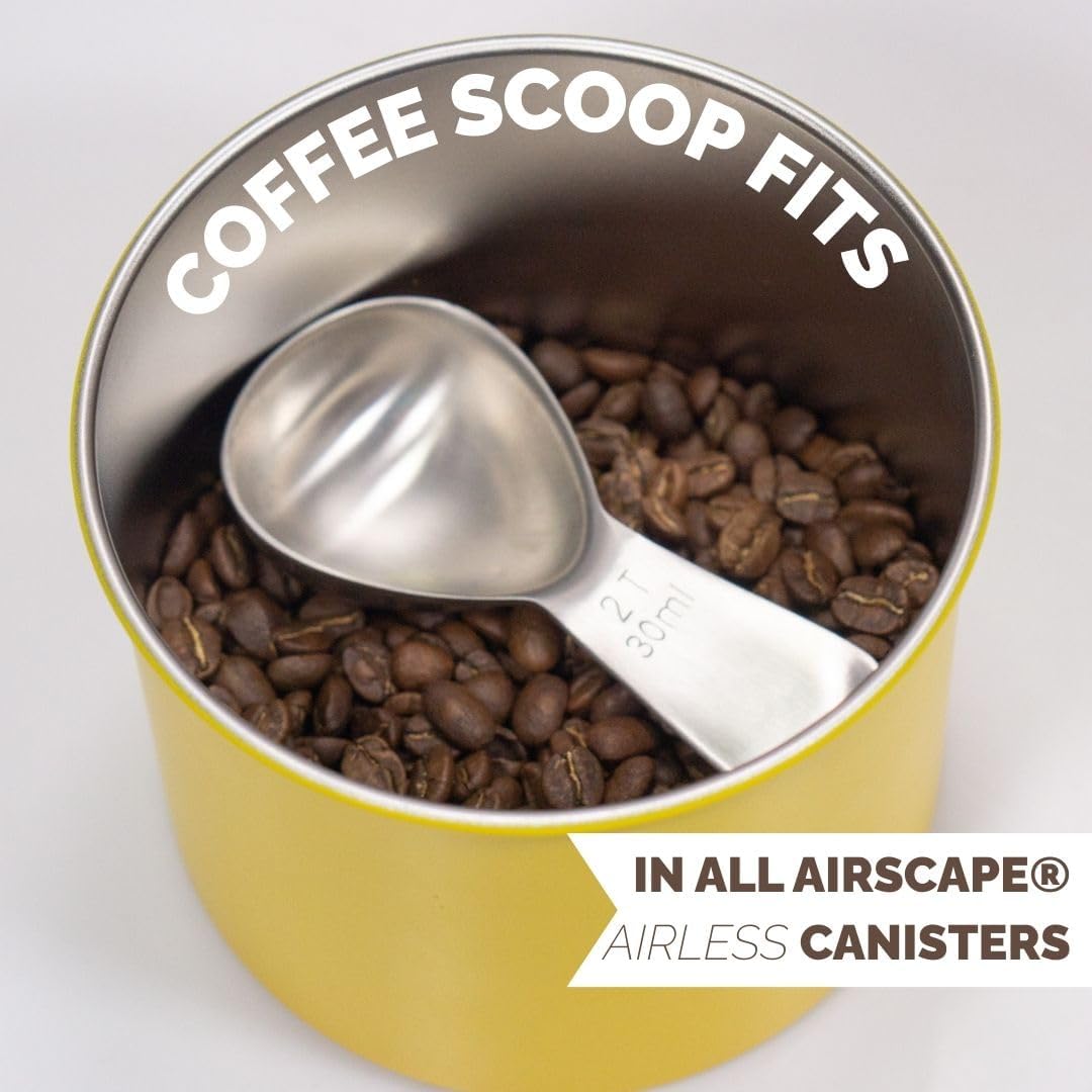 Coffee Scoop 2 Tbsp – Brushed Black, Stainless Steel – Precise Measuring Spoon for Coffee, Tea & More – Ergonomically Balanced Handle – Fits Inside Airscape® Canisters