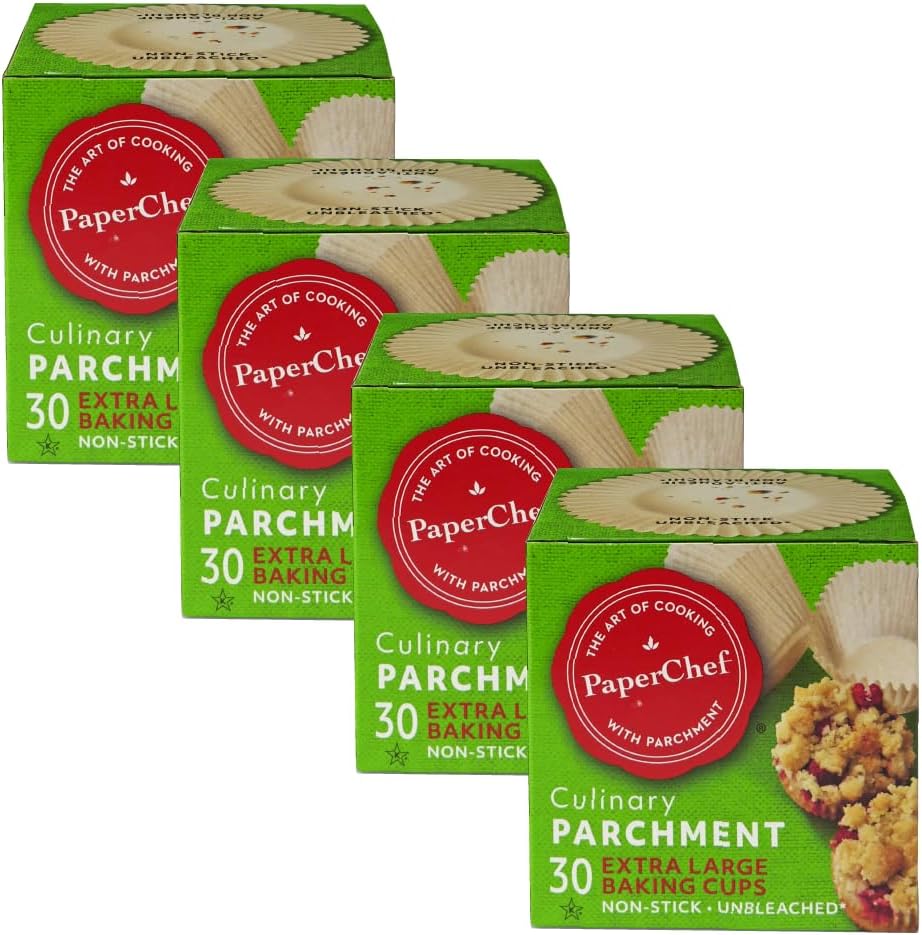 X-Large Parchment Baking Cups - Easy Release, Non-Stick Paper - 30 Count - 4 Pack