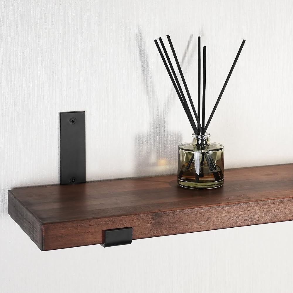 CONSDAN Floating Shelf for Wall Mounted Book Shelf Hanging Shelves Floating Bookshelf for Bedroom, Bathroom, Living Room, Kitchen USA Grown Solid Hardwood, Dark Maple 30x7.5x1.5 in