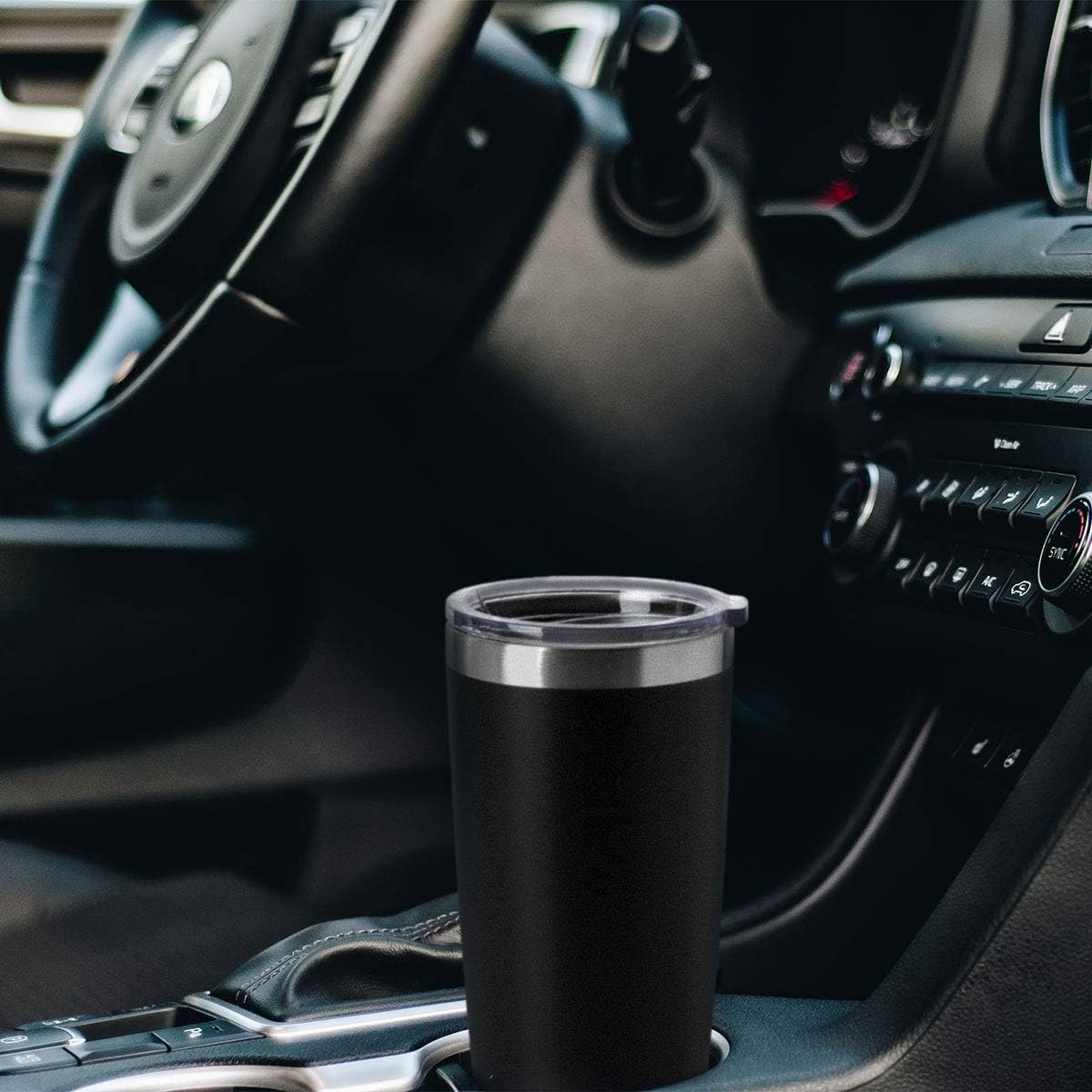 HASLE OUTFITTERS 20oz Stainless Steel Tumblers Bulk, Insulated Travel Cup with Lid, Double Wall Vacuum Coffee Mug for Cold & Hot Drinks 4 Pack, Black