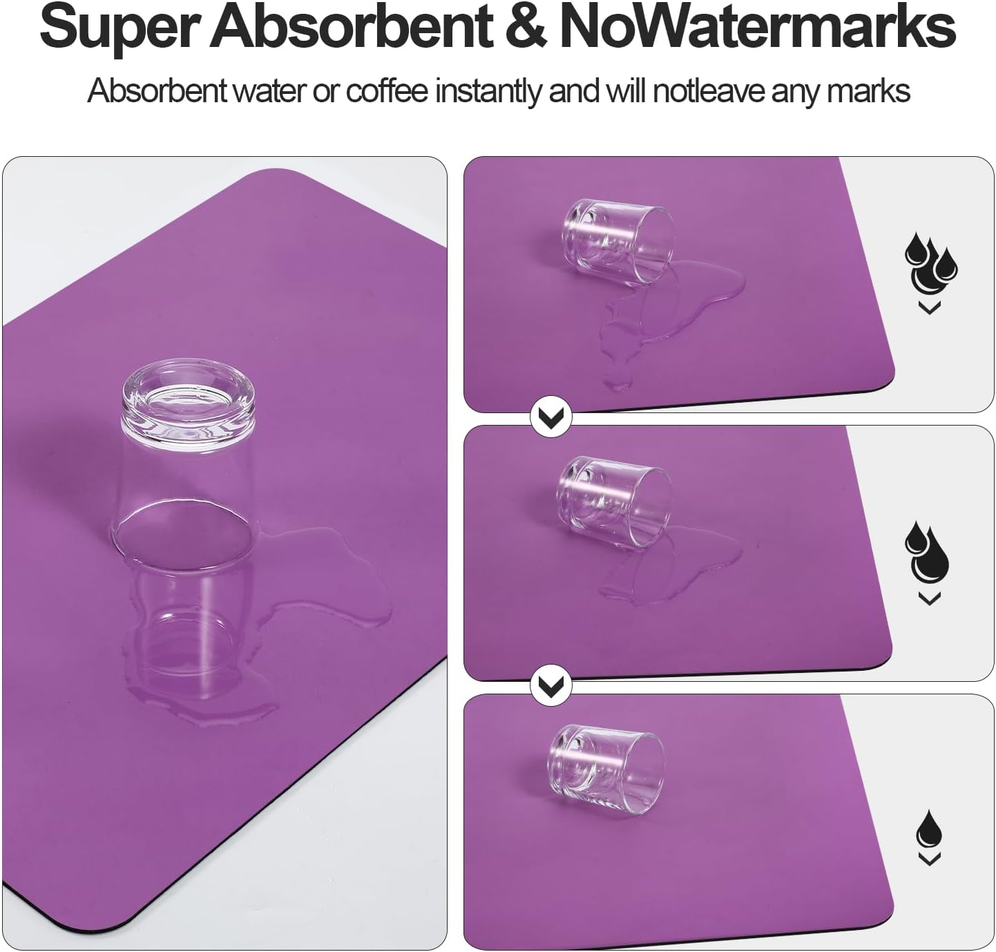 Dish Drying Mat for Kitchen Counter | Coffee Bar Mat for Countertops | Heat Resistant Drainer Mat with Non-slip Rubber Backed | Hide Stain Kitchen Absorbent Draining Mat | Purple 18"x32"