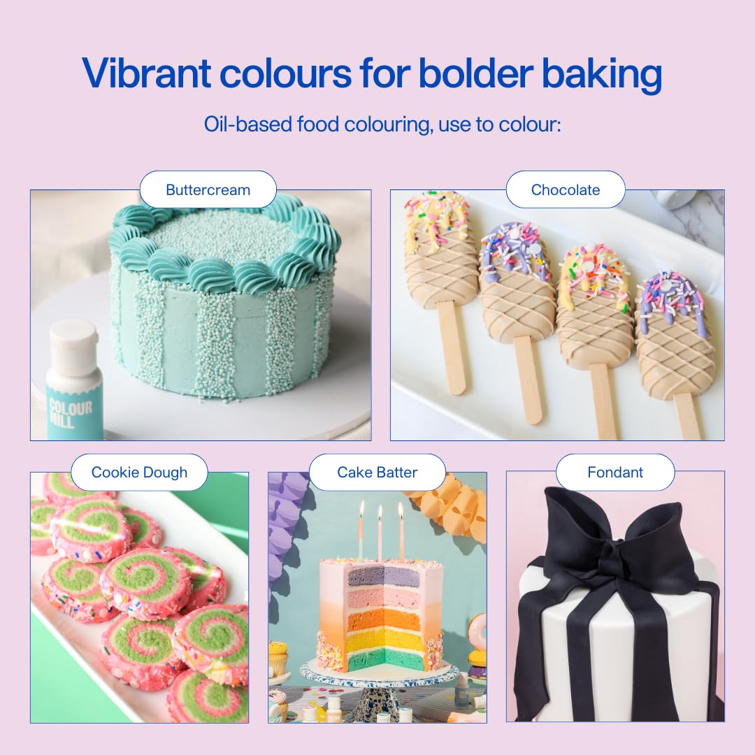 Colour Mill Oil-Based Food Coloring, 20 Milliliters Each of 6 Colors: Blush, Lavender, Lilac, Nude, Taupe and White