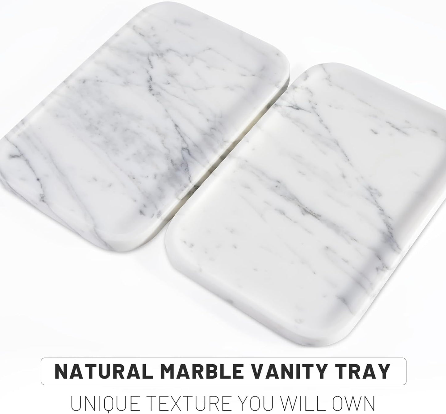 Vanity Trays, Marble Bathroom Tray for Countertop, Decorative Tray for Dresser Organizer, One Piece Serving Tray for Kitchen, Storage Tray for Kitchen Sink, Perfume, Jewelry Holder(Arabescato)