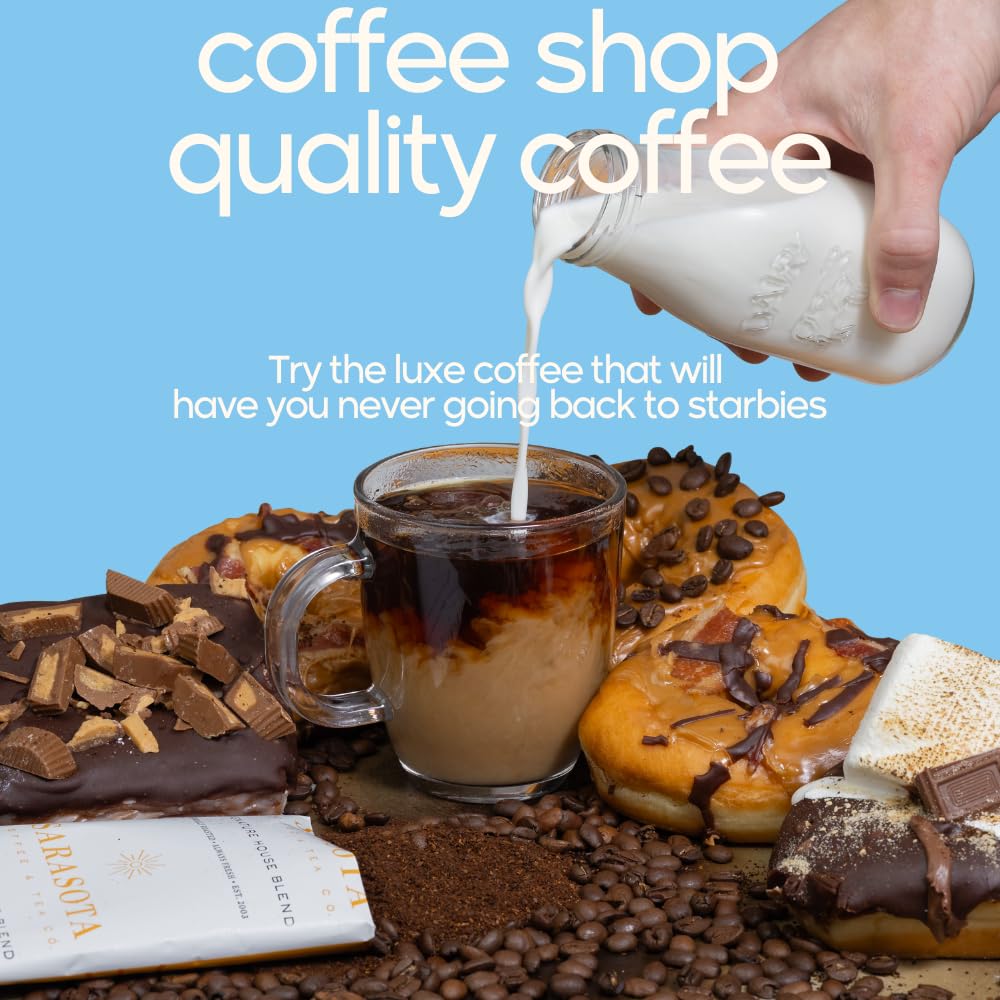 Sarasota Coffee Ground Packets | Gourmet Colombian Medium Roast Ground Coffee Packs | Columbian | Low Acid Mold Free Individual Single Pot Pouches for 12 Cup Coffee Maker | 2 Ounce Bags, 12 Count