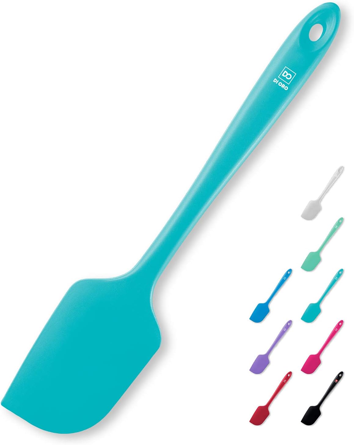 DI ORO Silicone Spatula - 600°F Heat-Resistant Rubber Kitchen Spatula for Baking, Scraping, & Mixing - BPA Free Nonstick Cookware Safe Flexible Utensil for Cooking - Seamless & Dishwasher Safe (Teal)