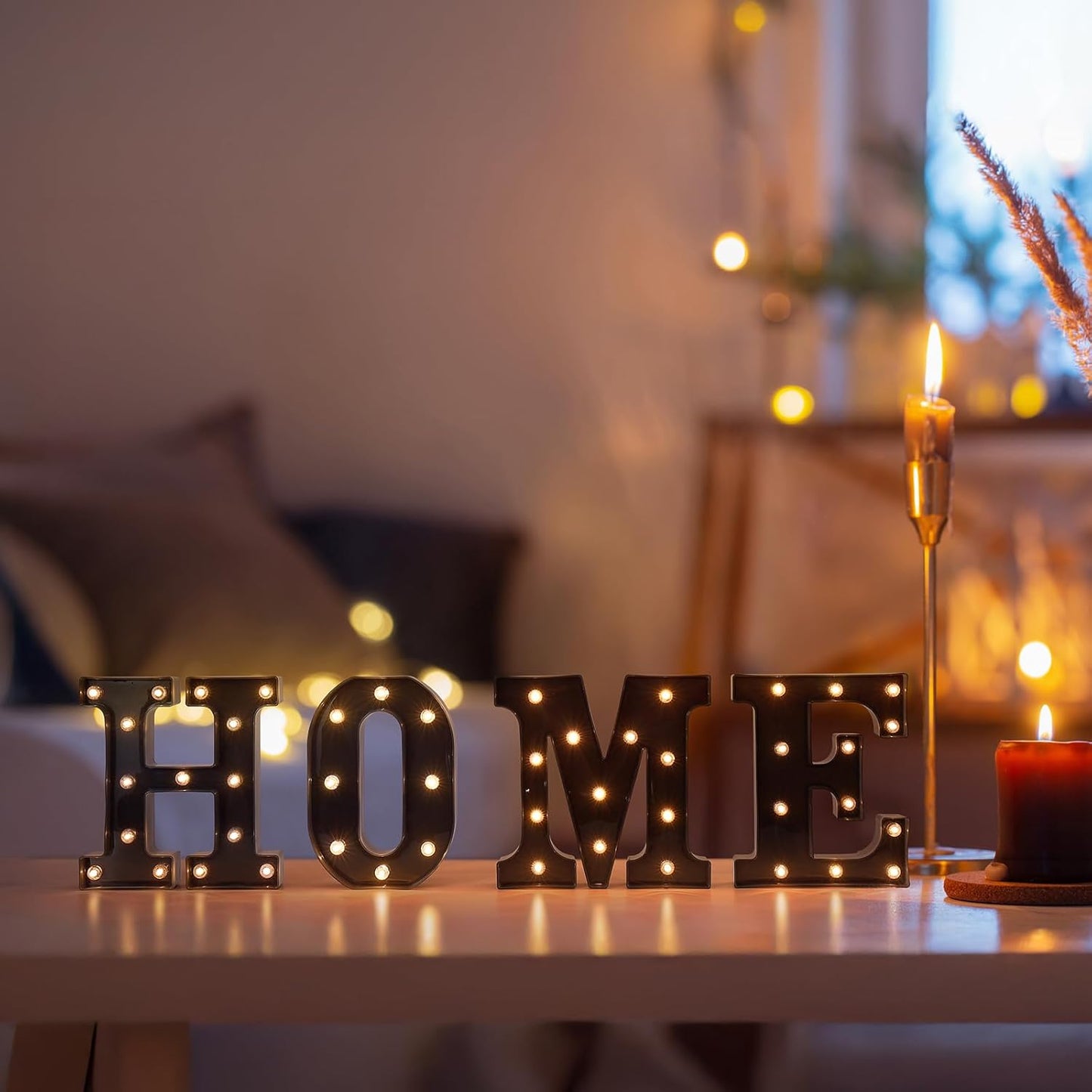 Foaky Black LED Letter Lights for Room Decor - Bedroom Wall Decor, Alphabet Lights for Home, Wedding, Party - Battery Operated （E）