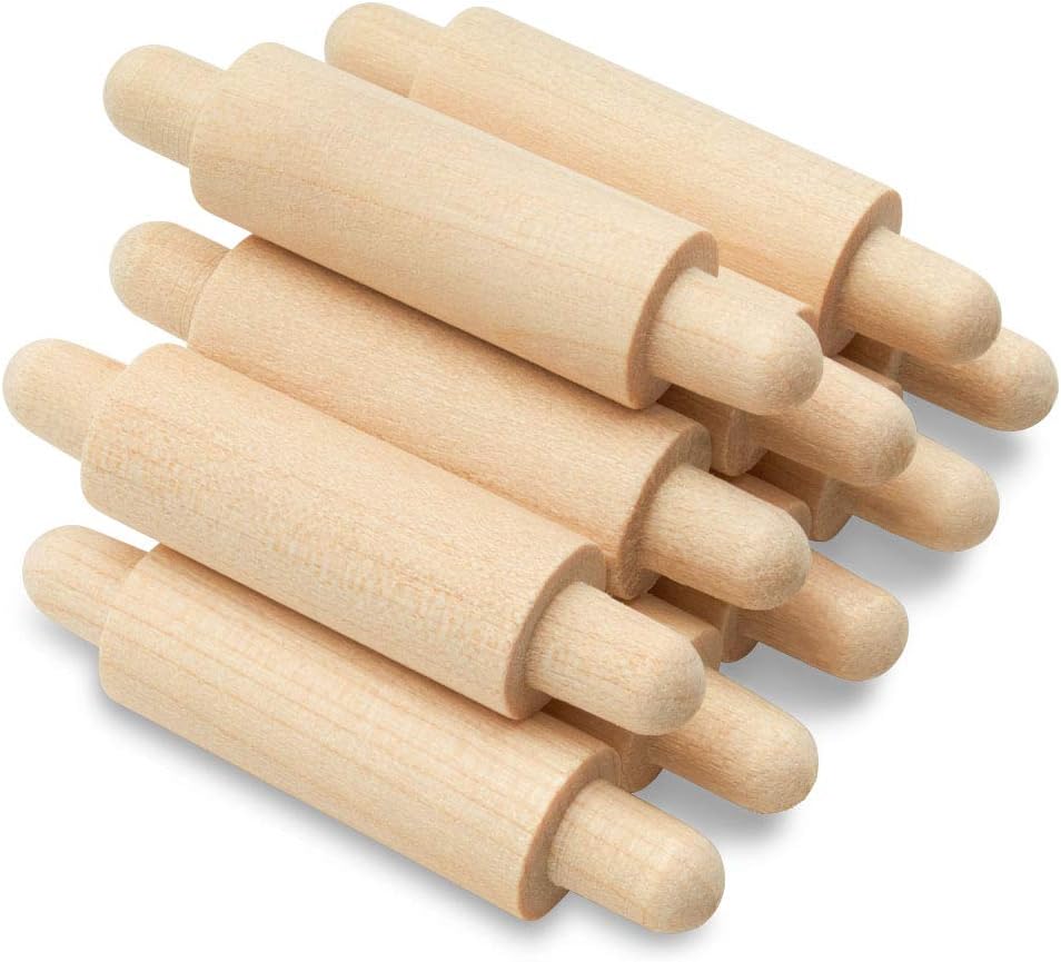 Wooden Mini Rolling Pin, 1-5/8 inches, Pack of 25, Perfect for Scrapbook Projects, Miniatures, Party Decor, and Crafts, by Woodpeckers