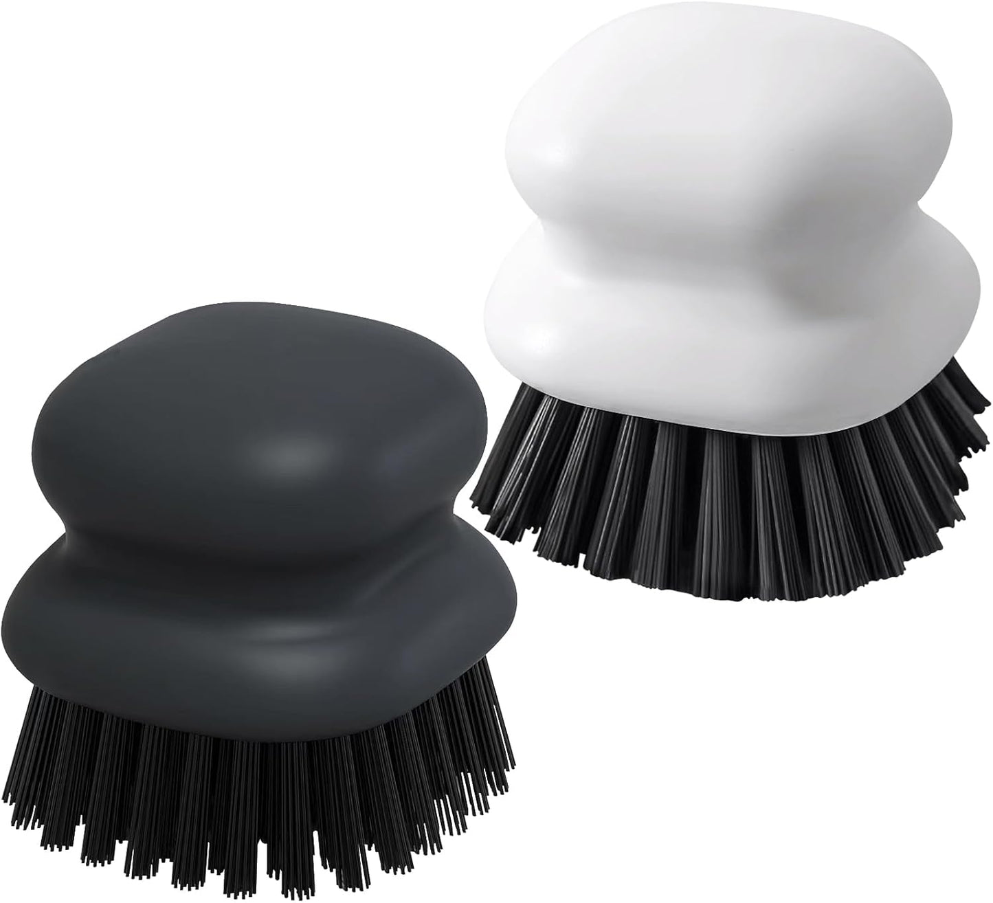 2Pack Dish Scrub Brush, Palm Brush Dish Scrubber with Ergonomic Grip, Kitchen Scrub Brushes for Cleaning for Pans, Pots, Kitchen Sink Cleaning-Black+White