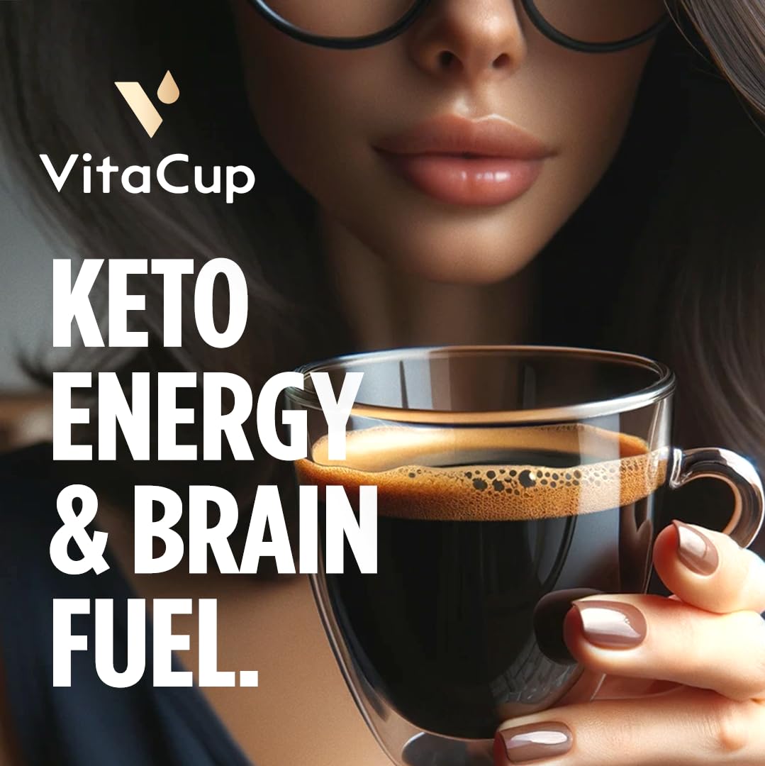 VitaCup Genius Ground Keto Coffee w/Turmeric, MCT Oil, B Vitamins, D3, Ground Coffee Medium Dark Roast, Bold & Smooth, 100% Arabica Coffee Grounds, 3 bags, 11oz each