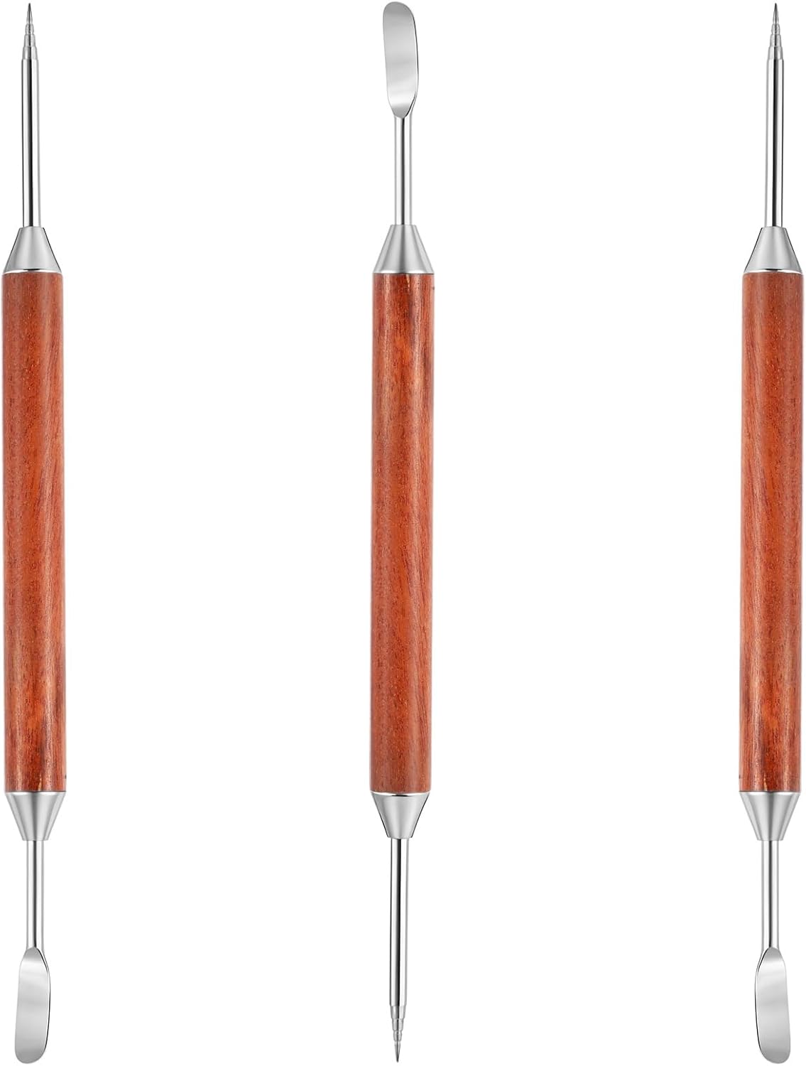 3PCS Latte Art Pen, Stainless Steel Dual-Ended Coffee Drawing Pen with Wood Handle Latte Art Tools Espresso Designs Barista Accessories Coffee Tool for Home Cafe Bar