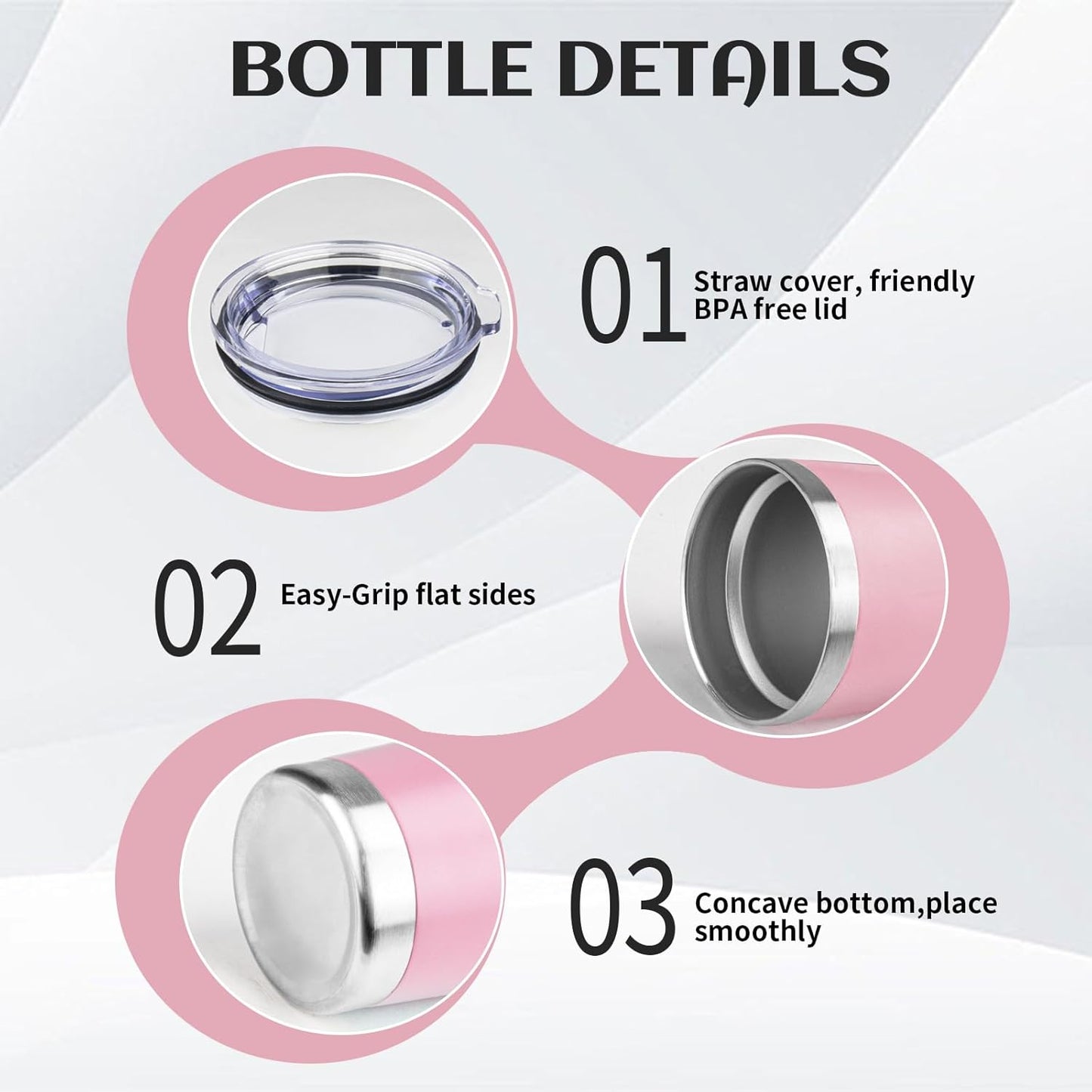 StarSpeed 20oz Tumbler Bulk with Lid, Stainless Steel Insulated Tumblers Double Wall Vacuum Insulated Travel Mug, Powder Coated Coffee Cups for Hot and Cold Drinks(Lght Pink,6)