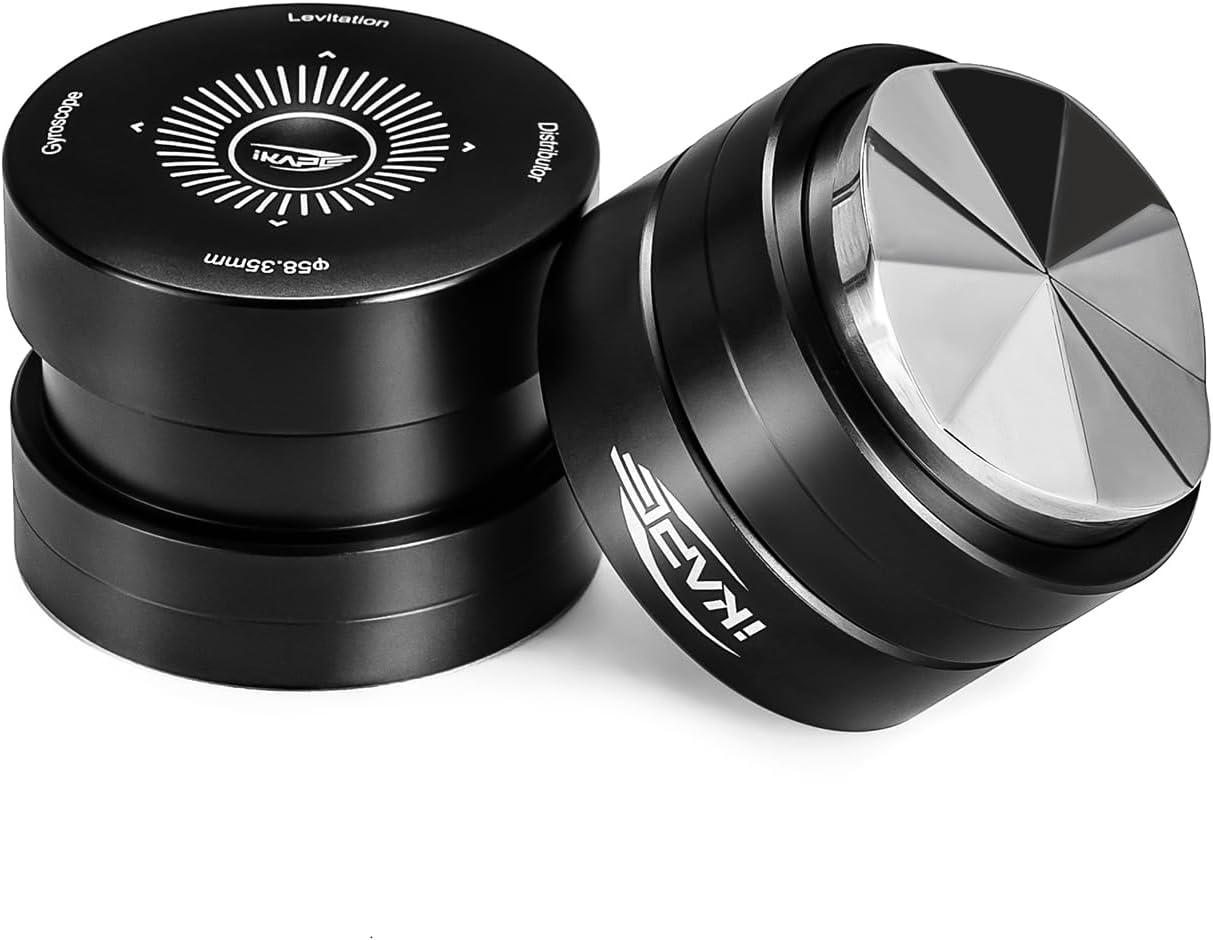 IKAPE 51MM Espresso Distributor, Dual-Bearing & High-Speed Rotation Coffee Distributor, Coffee Leveler, Espresso Tamper Tool, Adaptive Height Coffee Leveler