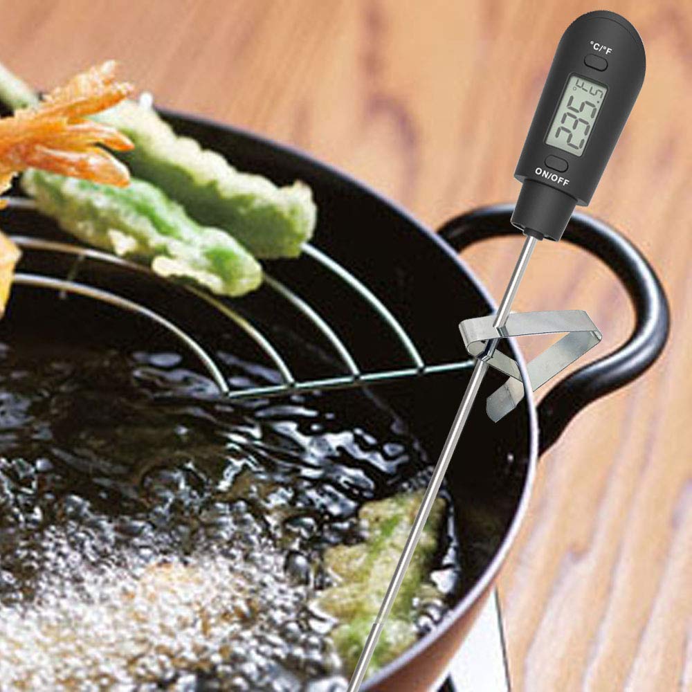 Efeng Digital Meat Thermometer Candy Thermometer Spatula Thermometerwith Pot Clip & 9" Probe – Fast Instant Read Digital Food Thermometer for Candy Chocolate Jam Meat, BPA Free Silicon Frying