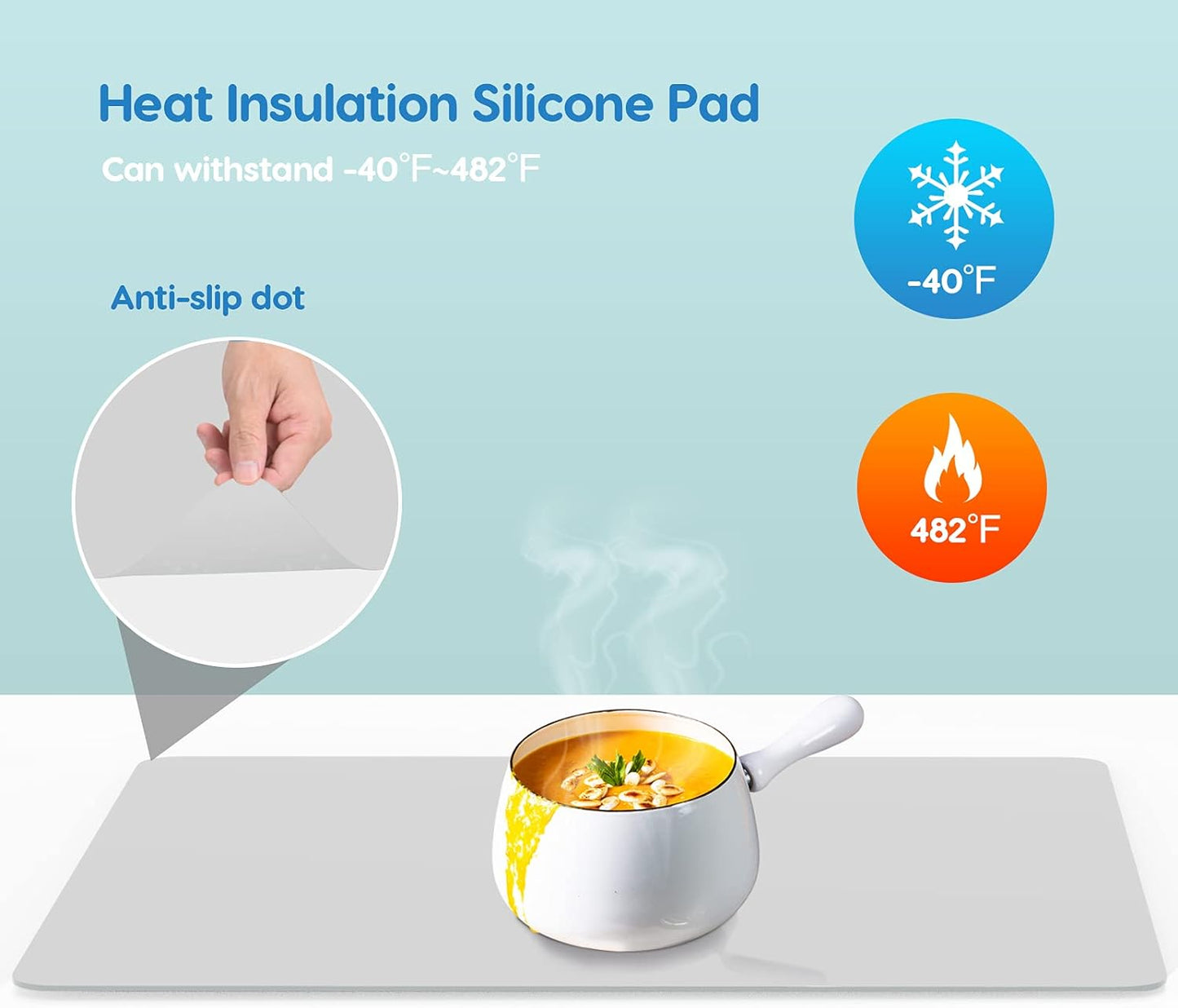 AECHY Extra Large Silicone Mat 35.3"x23.5"x0.08", Multipurpose Silicone Mat Thick Heat Resistant Mat Shipped Rolled Up Kitchen Counter Mat Nonslip Silicone Mats for Kitchen Counter Translucent