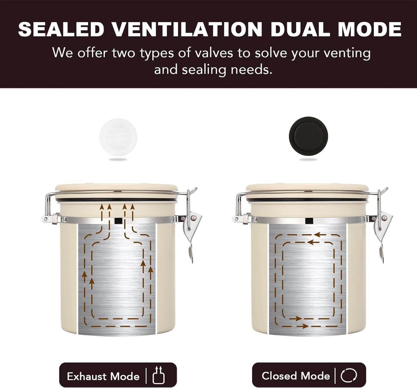 ShanSon Coffee Canister Airtight Coffee Container Stainless Steel Coffee Bean Storage Container with Scoop Coffee Canister for Beans Grounds Sugar Flour Tea Cereal,11OZ, Beige