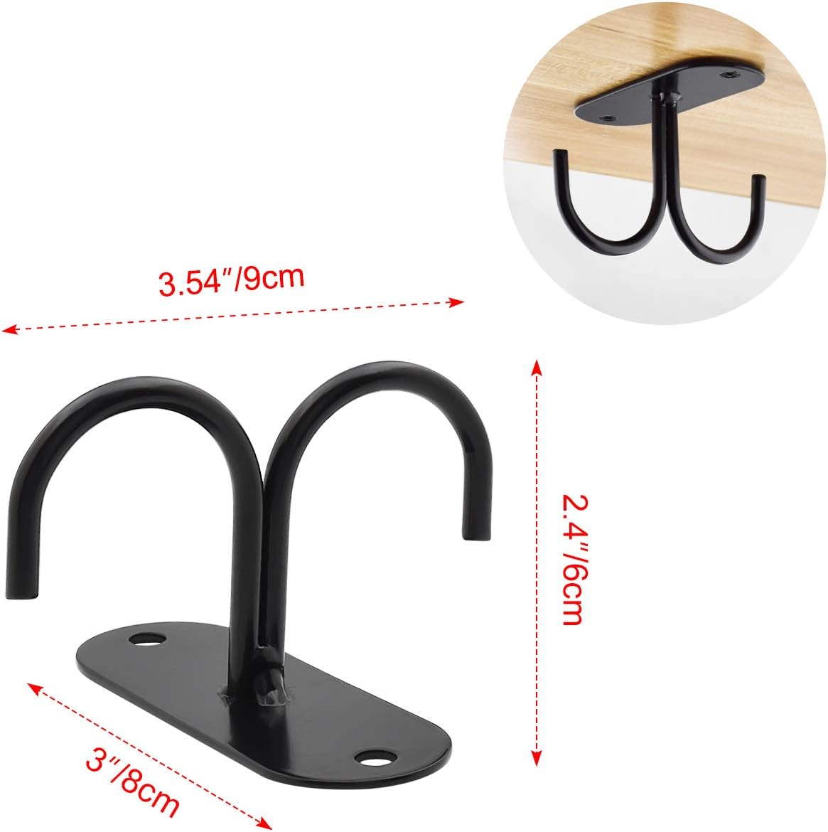 Mocoum Under Cabinet Mug Hooks, Rustic Mug Organizer Rack Coffee Cup Holder Mug Rack Under Shelf Hanging Hooks Rack for Mugs, Coffee Cups and Kitchen Utensils Display (Black, 6)