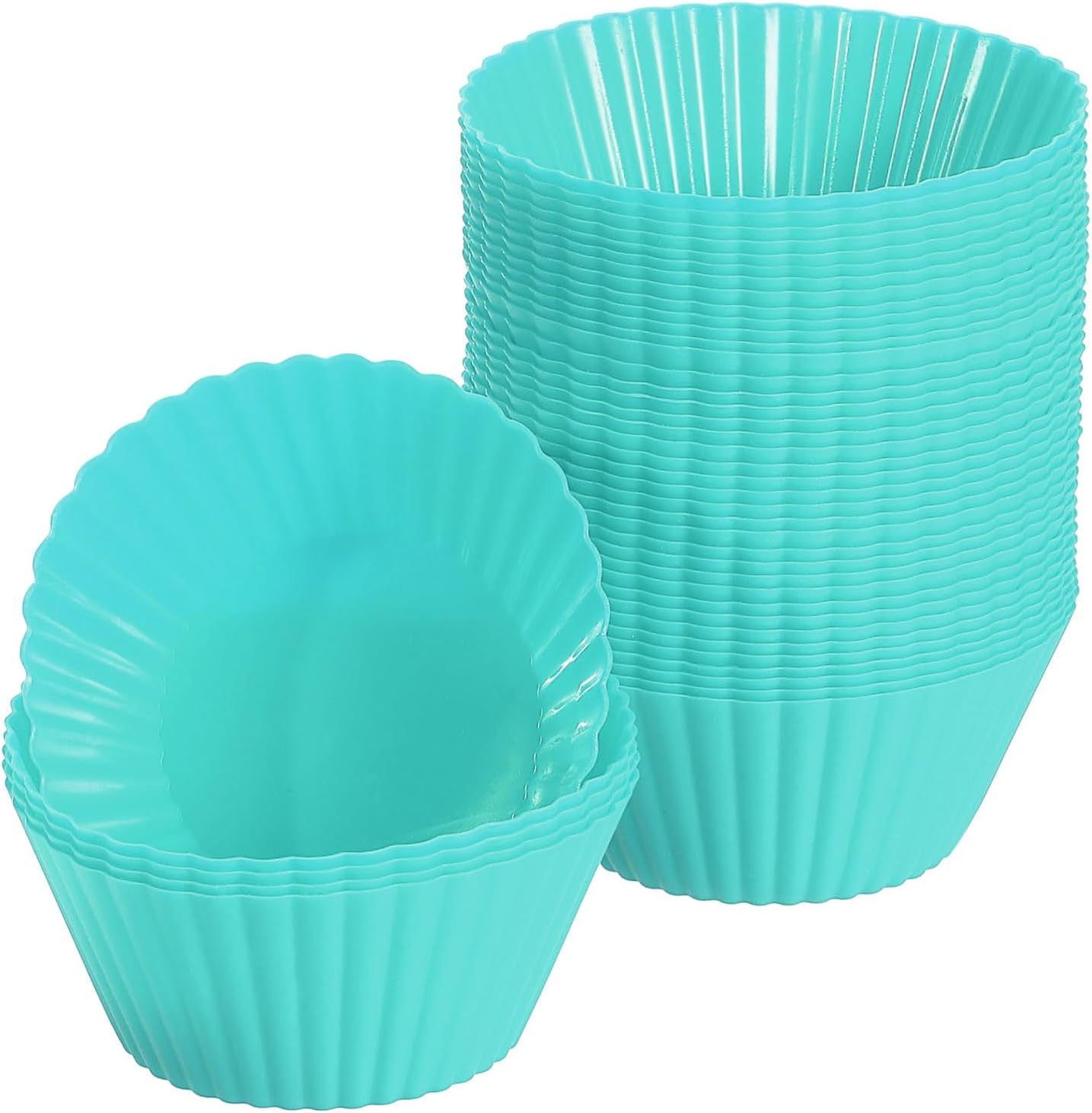 uxcell 42Pcs Silicone Cupcake Liners, Non-Stick Baking Cups, for Cooking Eggs, Baking Muffins and Make a Cake(Mint Green)