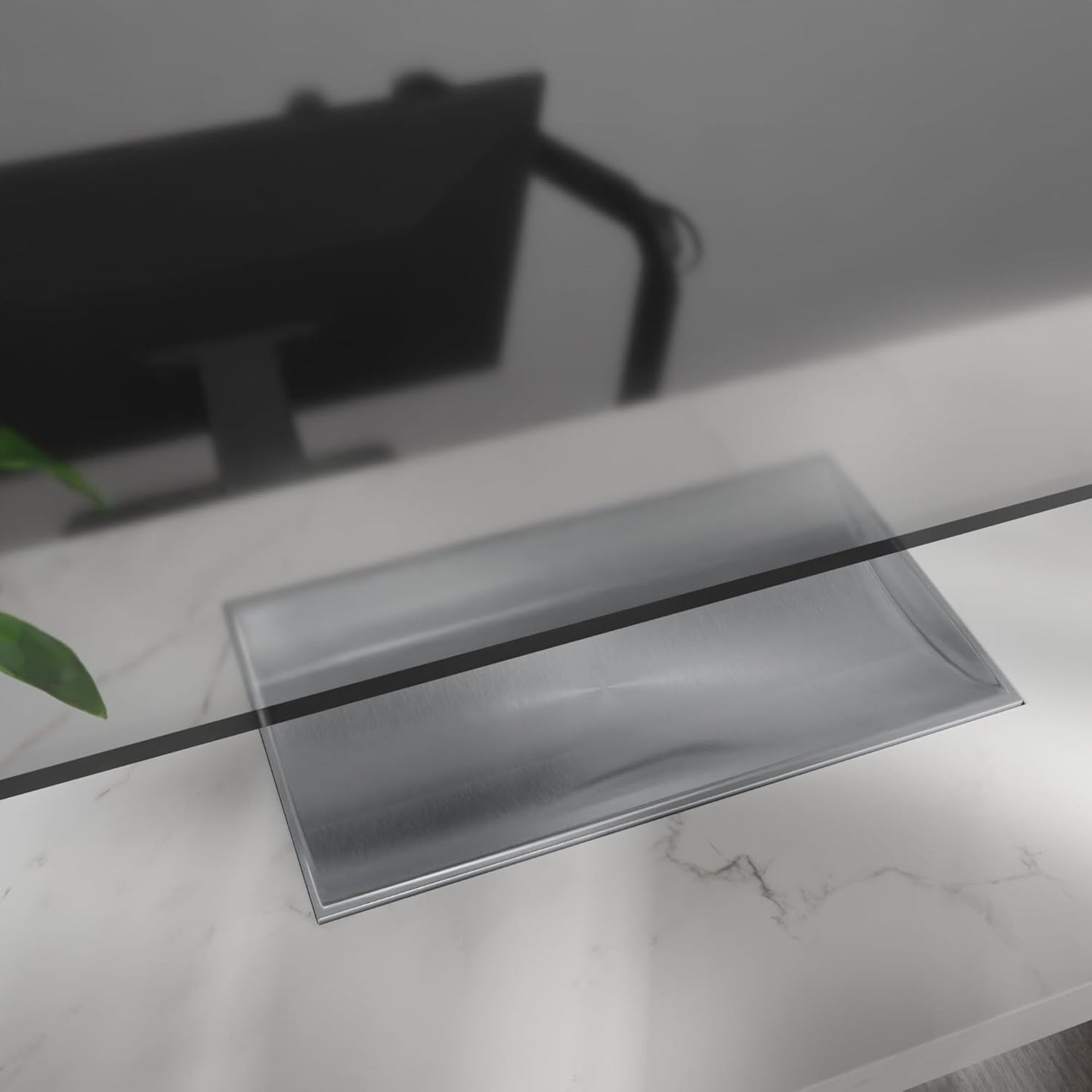 16" x 10" Stainless Steel Tray Deep Countertop Tray & Counter Organizer Tray for Cash, Coins, Files Brushed Finish, Slip-Resistant, Durable Design for Banks, Stores, & Offices