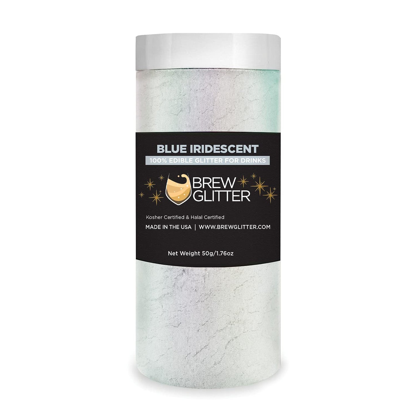Blue Iridescent BREW GLITTER Edible Glitter For Drinks, Cocktails, Beer, Garnish Glitter & Beverages || 100% Edible & Food Grade | Vegan, Gluten, Nut Free (50g, Blue Iridescent)