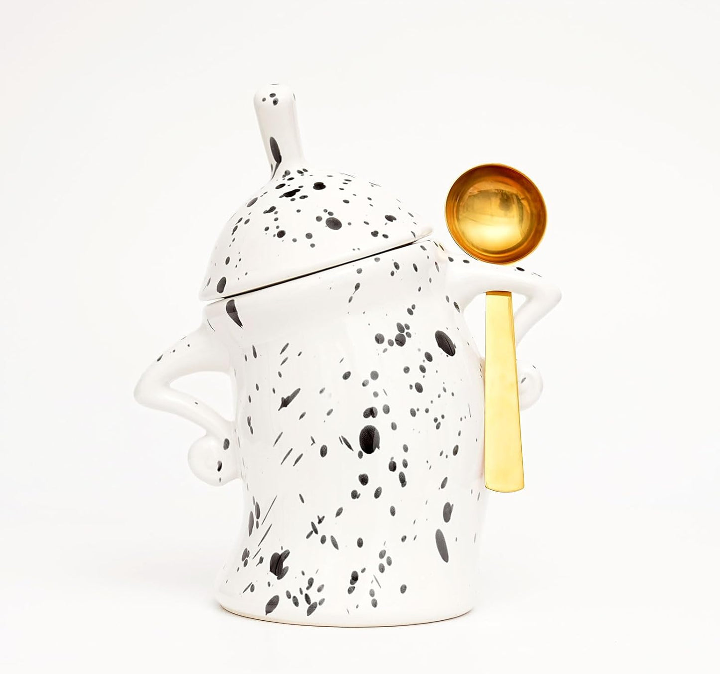 Canister With Attitude - Attitude Jar, Ceramic Airtight Food Storage Container with Spoon for Tea, Coffee, Sugar, Flour, Cute Kitchen Decor (White)