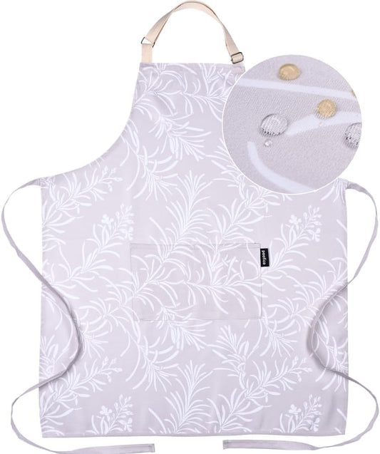 Premium Adjustable Cooking Aprons for Women with Pockets| Poly-Cotton Waterproof Kitchen Apron| Cute Floral Design, Long Ties