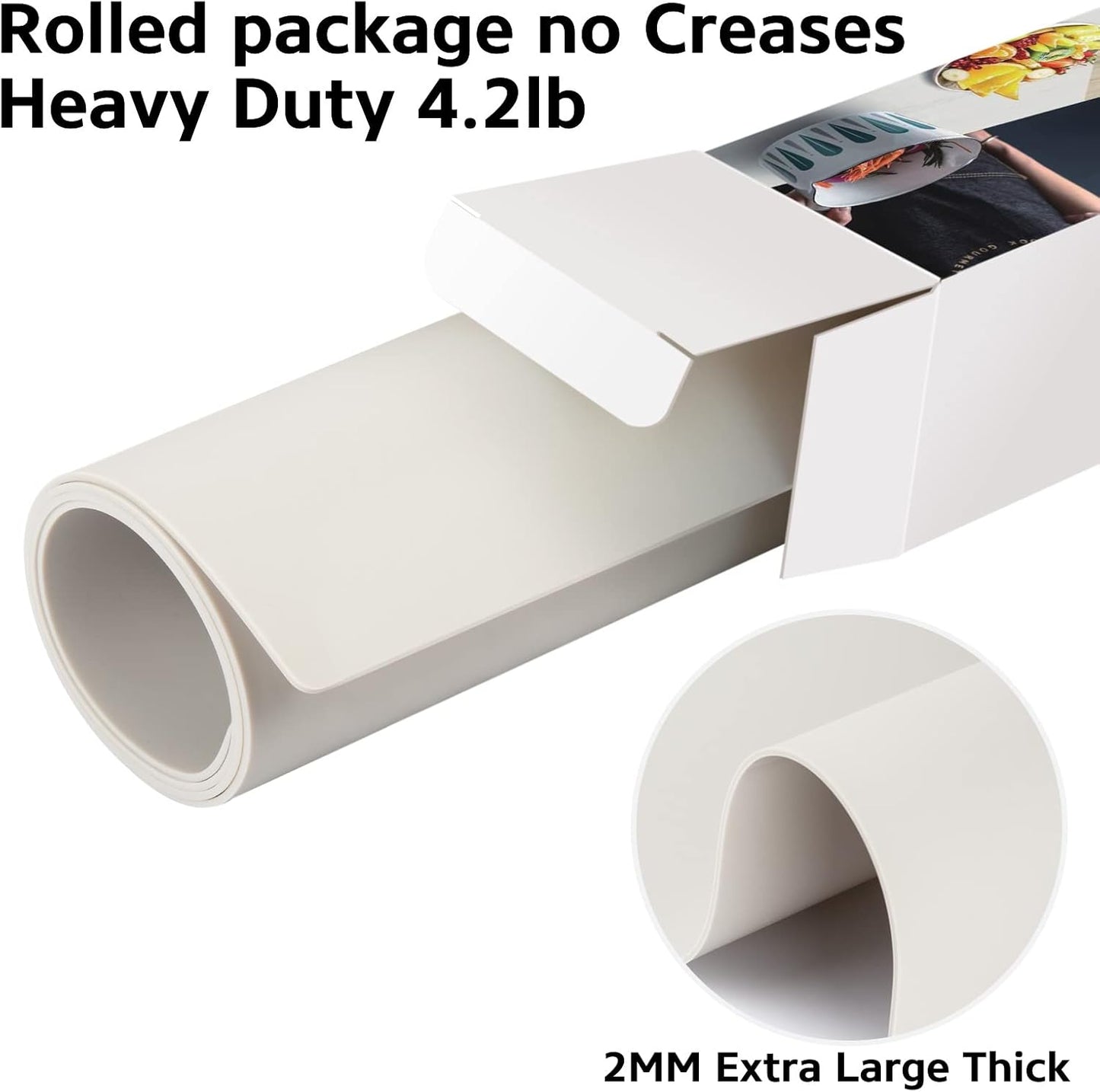 Silicone Mat Heat Resistant Mats for Countertop, Multipurpose Large Silicone Mats for Crafts Kitchen Workbench Size 48x24 inches Thick 2mm,Rolled Package,Beige