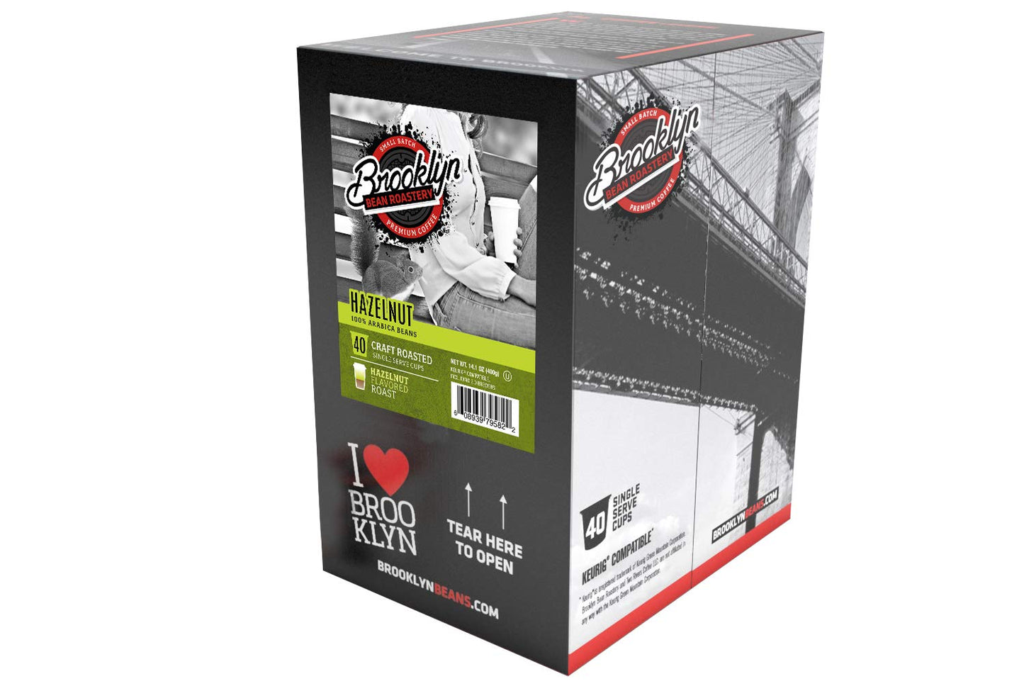 Brooklyn Beans Hazelnut Gourmet Coffee Pods, Compatible with 2.0 Keurig K Cup Brewers, 40 Count (BB HA40)