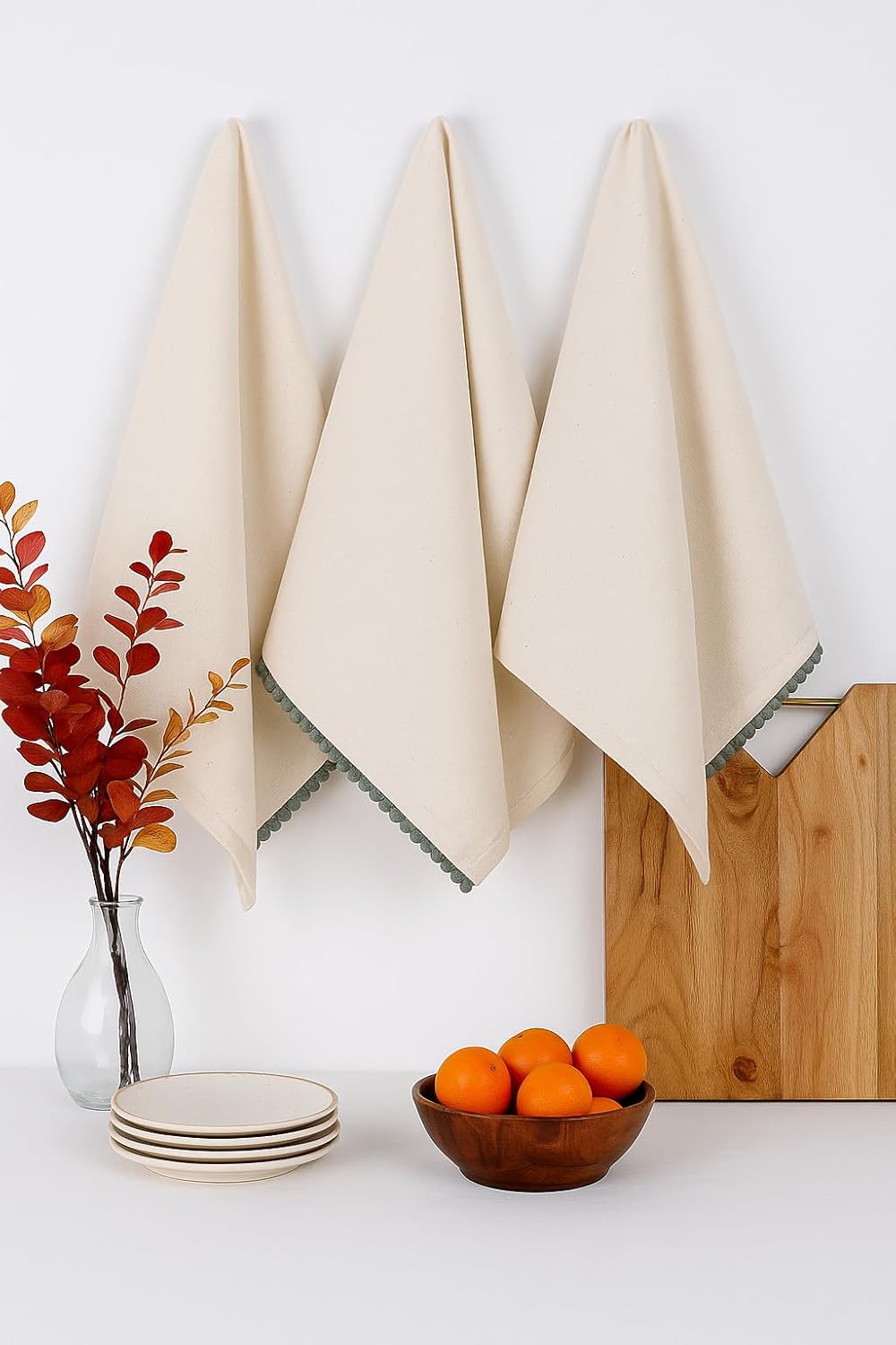 TARAN LIVING Dish Cloth Kitchen Tea Towels for Kitchen - Solid Off White, 18"x28", Pack of 6