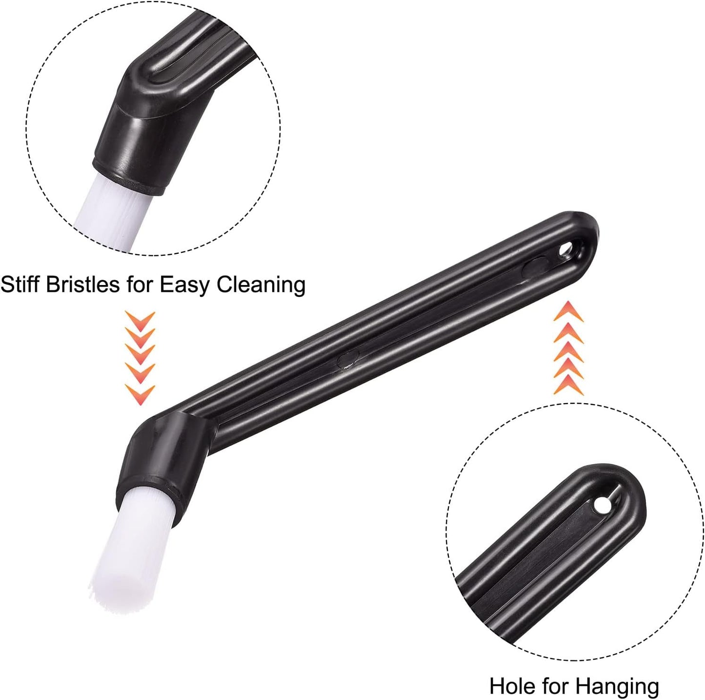 MECCANIXITY Coffee Machine Brush, 5.39" Length Nylon Head Black for Cleaning Espresso Machines, Grinders Pack of 2
