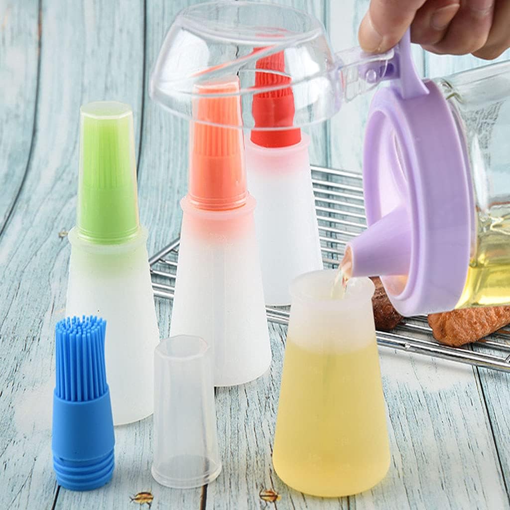 Silicone Oil bottle brush，BBQ/Pastry Basting Brushes,Silicone Cooking Grill Barbecue Baking Pastry Oil/Honey/Sauce Bottle Brush (4 PCS,green)