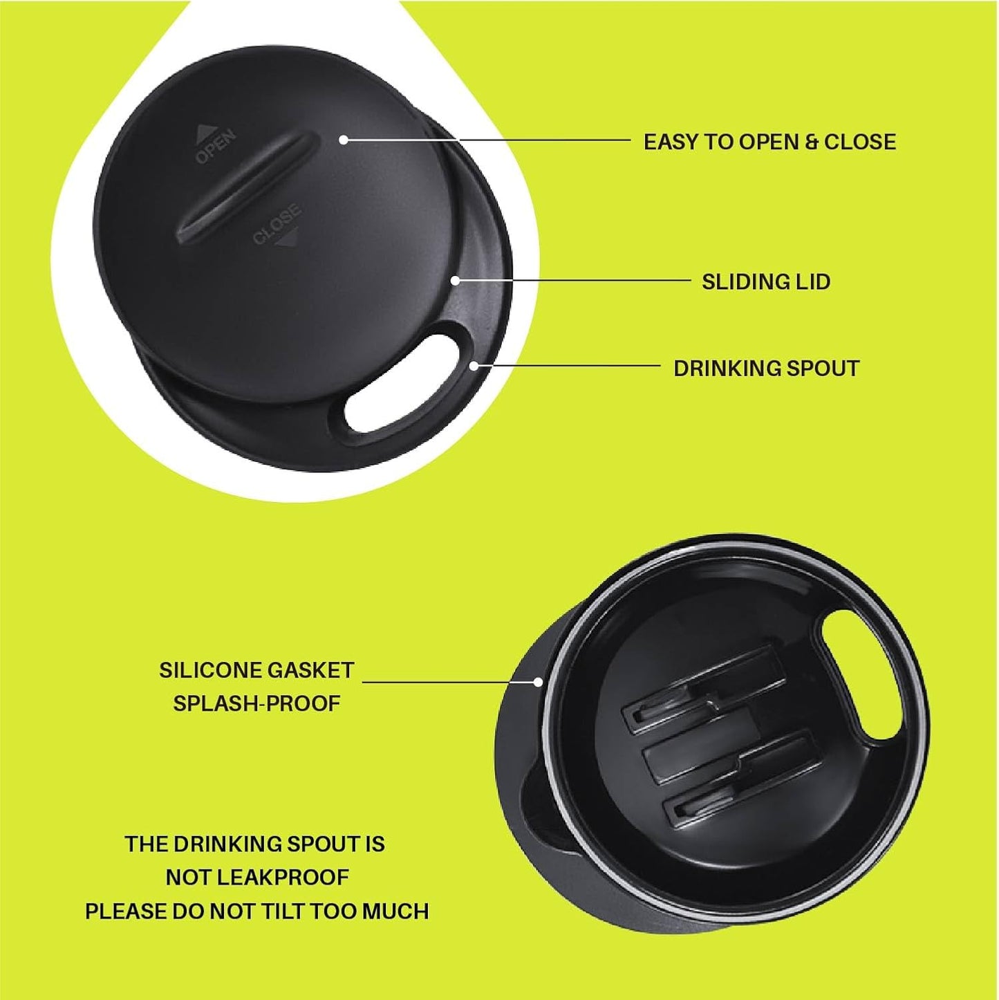 Ideus 16 oz (470 ml) Insulated Coffee Mug with Handle and Lid, Double Wall Stainless Steel Vacuum Thermal Coffee Mug, Travel Coffee Cup Thermal Cup for Home and Office (Yellow Zebra)