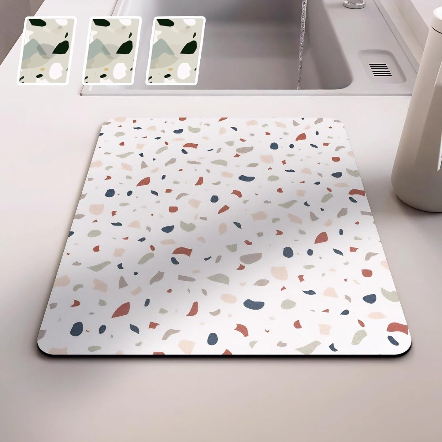 Dish Drying Mat - Absorbent Countertop Mat for Coffee Maker, Expresso Machine, Kitchen Use (01,12''×20'')
