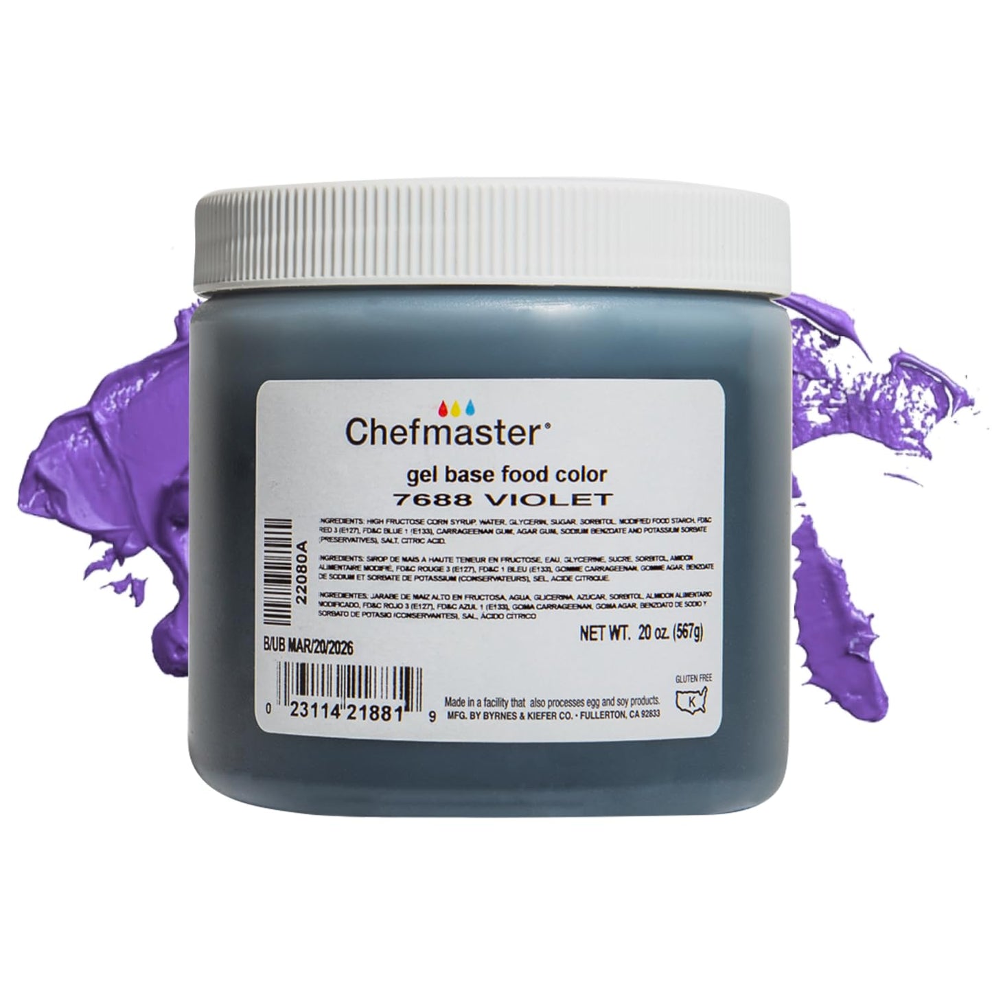 Chefmaster Violet Gel Food Coloring | Vibrant Color | Professional-Grade Dye for Icing, Frosting, Fondant | Baking & Decorating | Fade-Resistant | Easy-to-Use | Made in USA | 20 oz