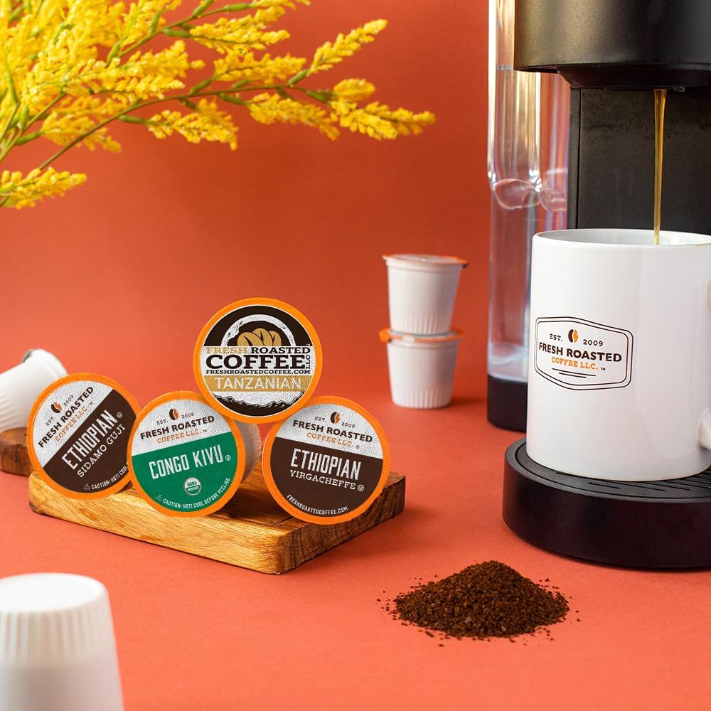 Fresh Roasted Coffee, African Variety Pack, K-Cup Compatible, 96 Pods