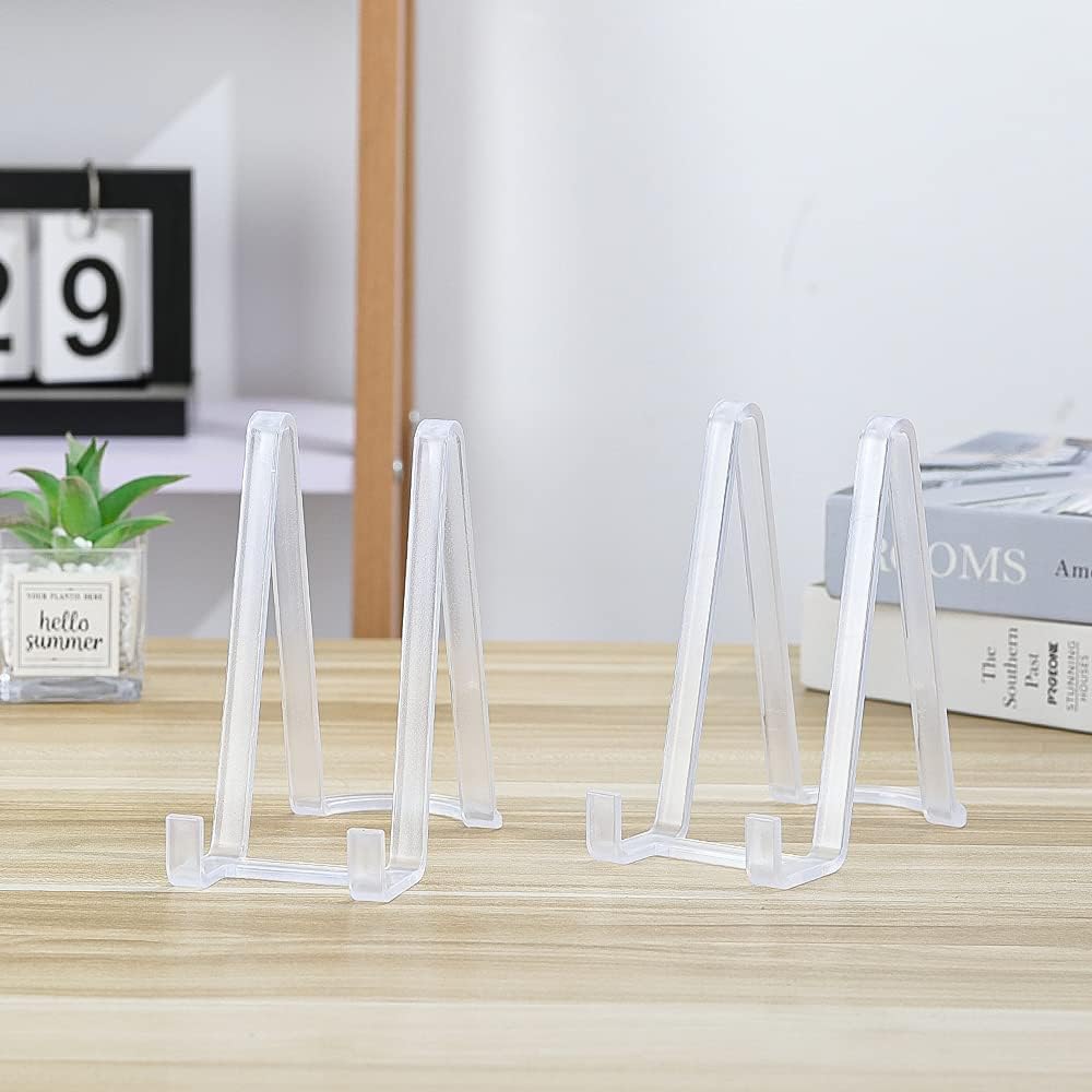 Plate Stands for Display - Plastic Easel Stand Plate Holder Display Stand Picture Frame Stand for Pictures | Photo|Decorative Plate |Dish | Tabletop Art - 6 inch-Clear