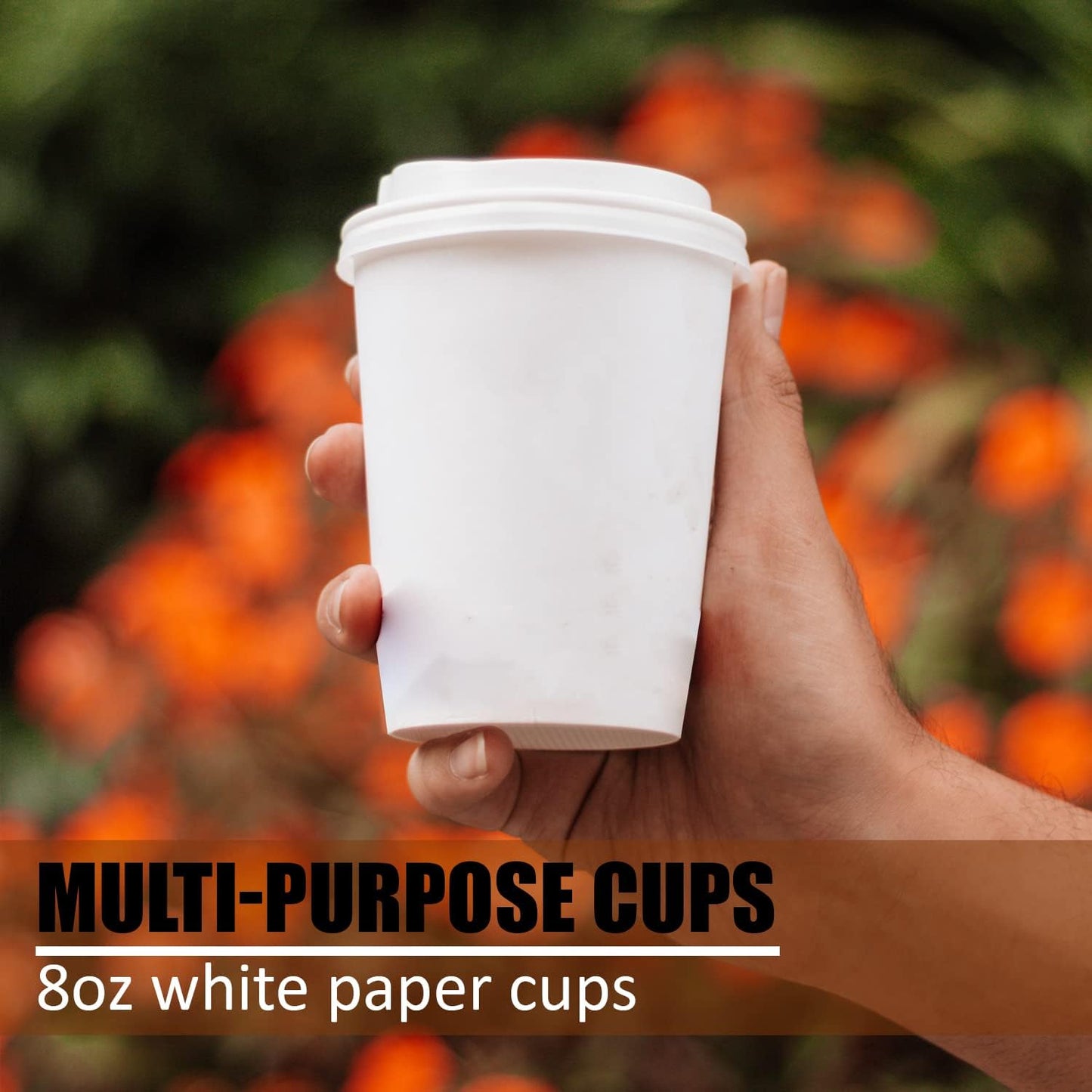 Smygoods White Disposable Paper Coffee Cups with Lids (8 OZ, 25 Count) For Hot Beverages, Tea, Espresso, Cocoa - To Go Drink Containers, Café & Office