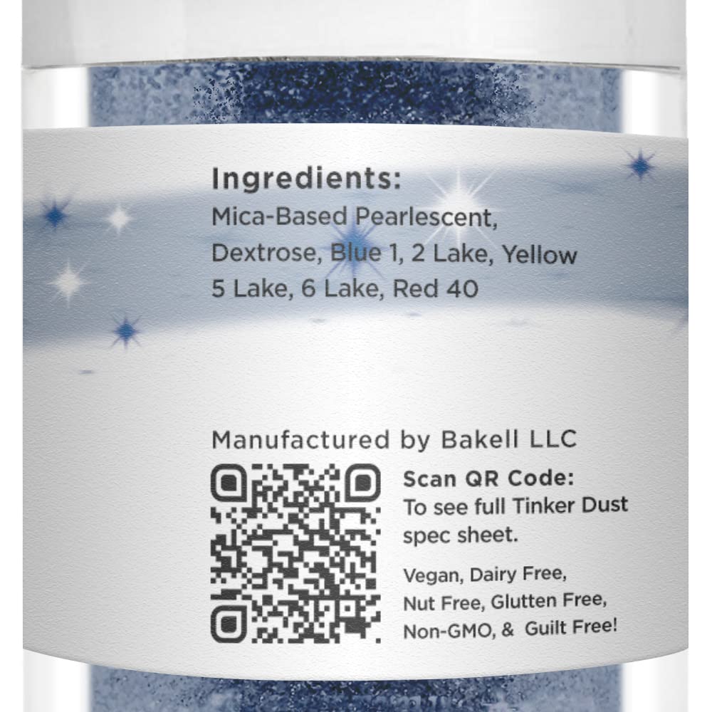 BAKELL Navy Blue Edible Glitter, 25 Grams | TINKER DUST Edible Glitter | KOSHER Certified | 100% Edible Glitter | Cakes, Cupcakes, Cake Pops, Drinks, Dessert Vegan Glitter & Dusts (25g, Navy Blue)