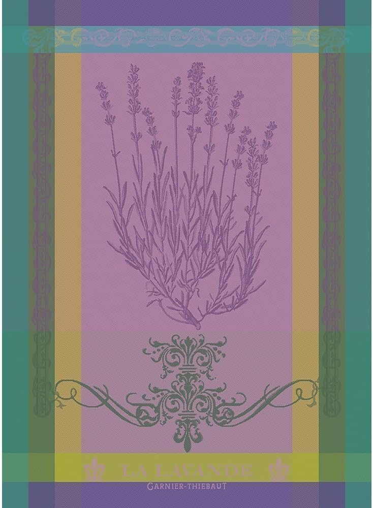 Garnier Thiebaut Lavande Mauve (Purple Lavender) French Kitchen Towel 22"x30", Cotton, Jacquard