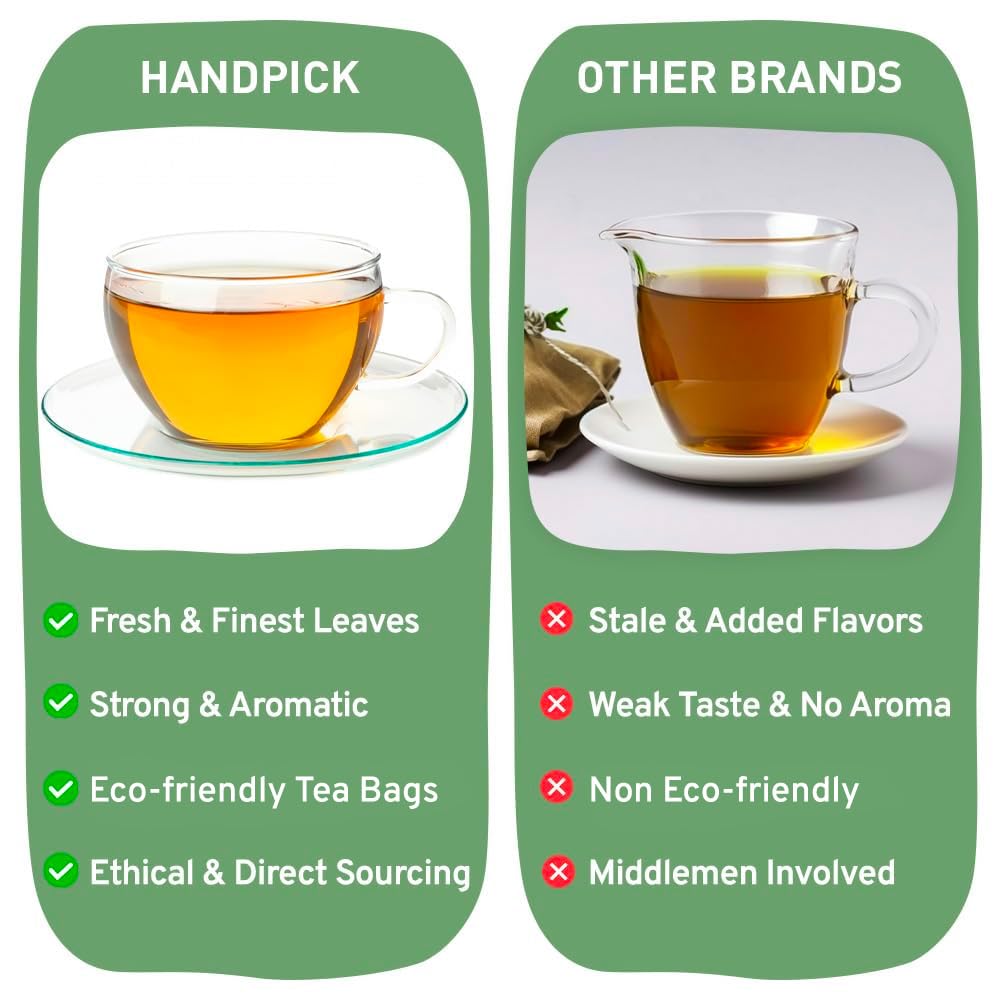 HANDPICK, Senna Tea Bags (50 Count) Non-GMO, Caffeine Free, Senna Leaves- Mild Taste | Premium Round Eco-conscious Tea Bags