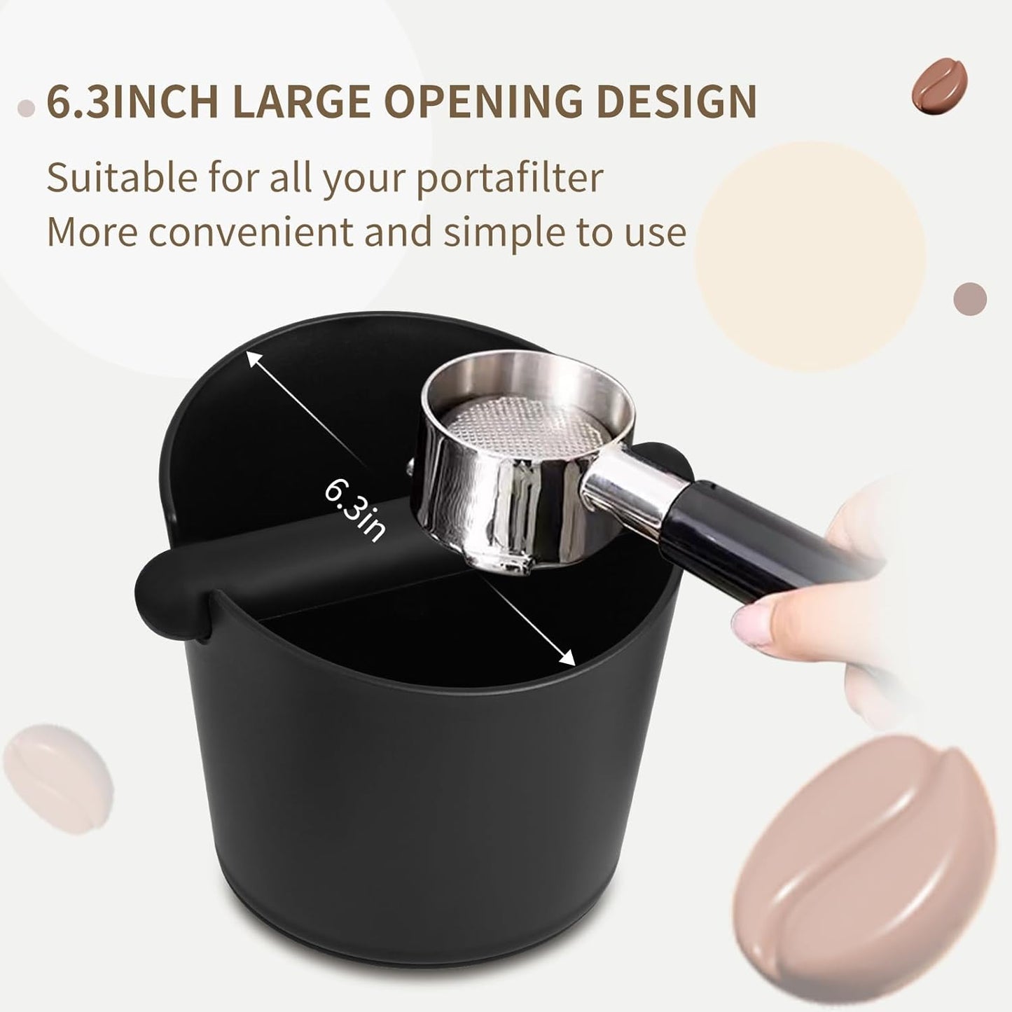 6.3Inch Knock Box Large Espresso Knock Box Shock-Absorbent Knock Box Espresso with Removable Knock Bar and Non-Slip Base Espresso Machine Accessories for Home/Office