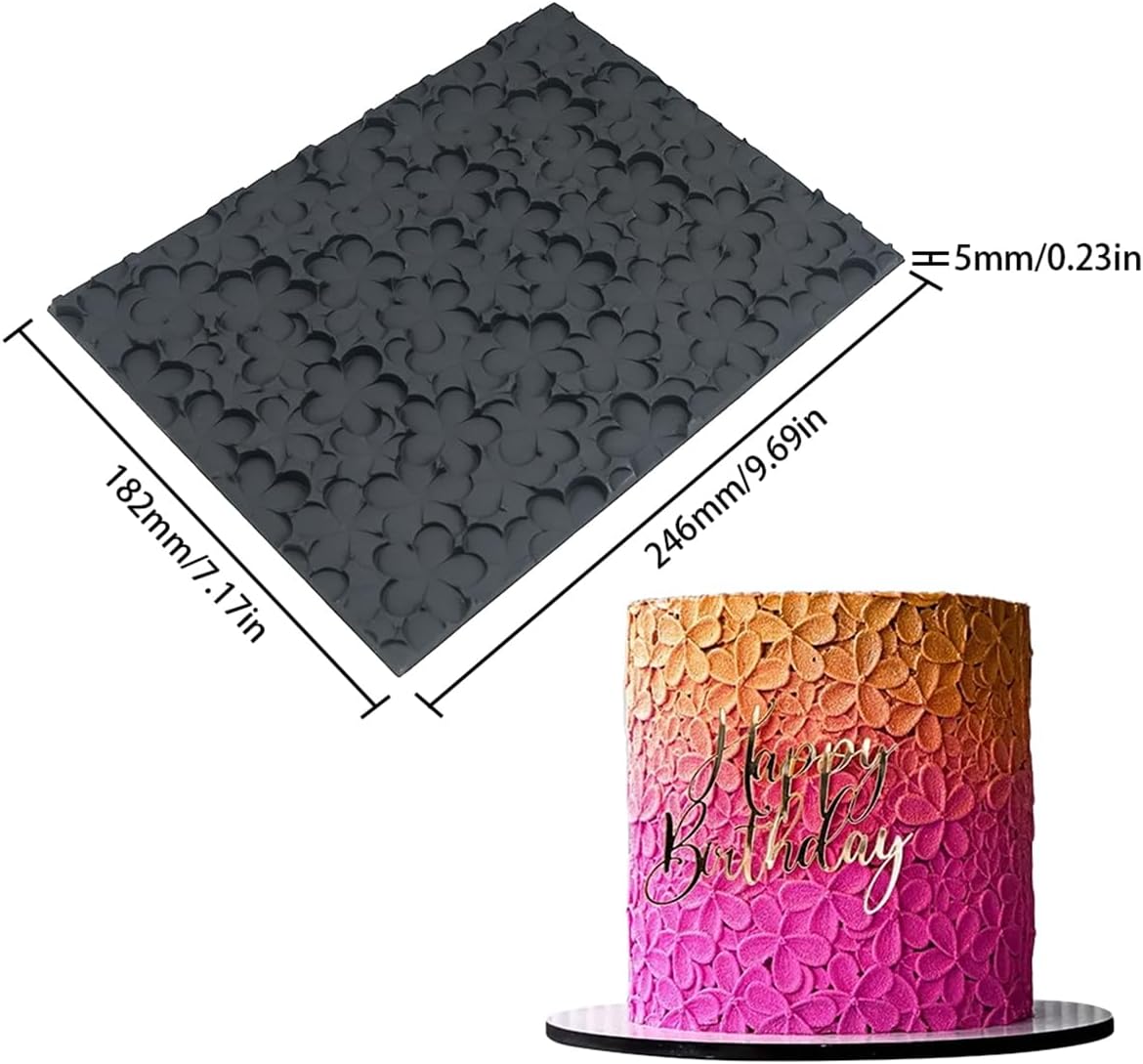 mostsom Silicone Lace Cake Mold Flower Impression Mat for Baking, Non-Stick Flexible Silicone Decorating Mat for Cakes, Cookies, Pastry, Chocolate, Fondant - Dishwasher Safe (E_ Flower)