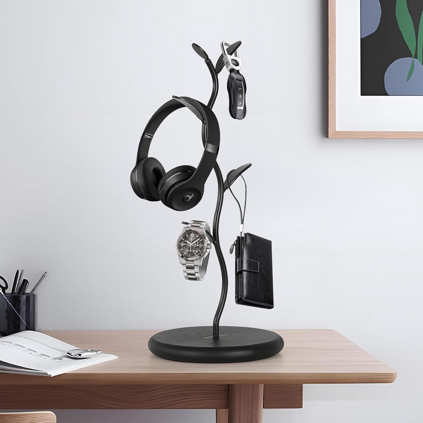 Mug Holder, Countertop Mug Tree, Coffee Mugs & Tea Cup Storage Rack, Coffee Counter Bar Accessory & Kitchen Organizer (Midnight Black)