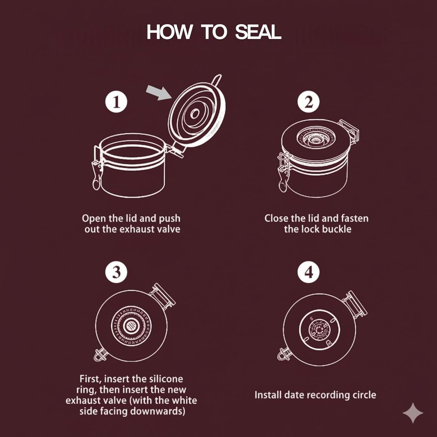 Airtight Coffee Canister 1.8L with Wooden Lid Scoop Set, 304 Stainless Steel Food Storage Container with CO₂ Valve, for Beans, Grounds, Tea, Sugar, Flour, Nuts (Black,1.8L)