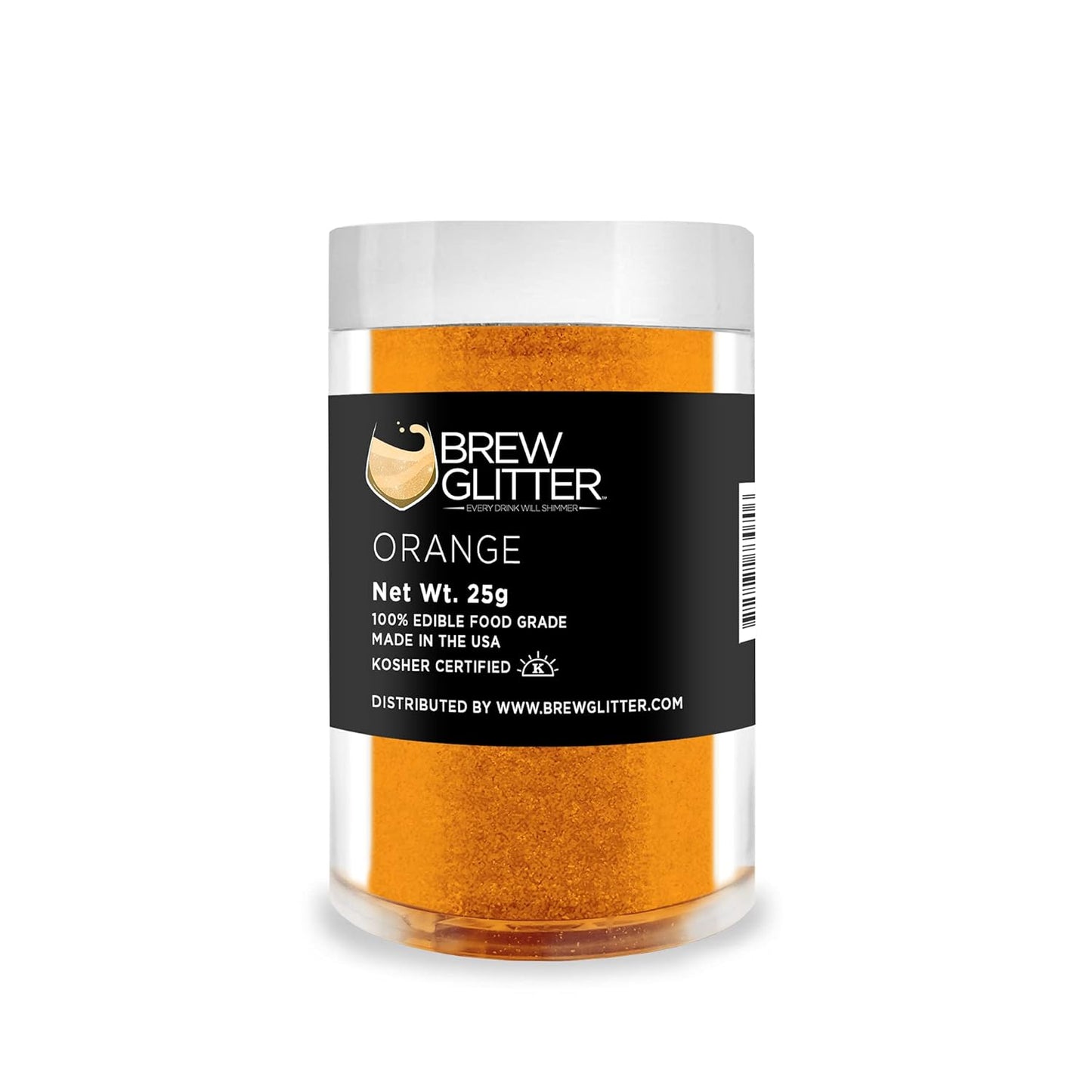 Orange BREW GLITTER Edible Glitter For Drinks, Cocktails, Beer, Garnish Glitter & Beverages | KOSHER & HALAL Certified | 100% Edible & Food Grade | Vegan, Gluten, Nut Free (25g, Orange)