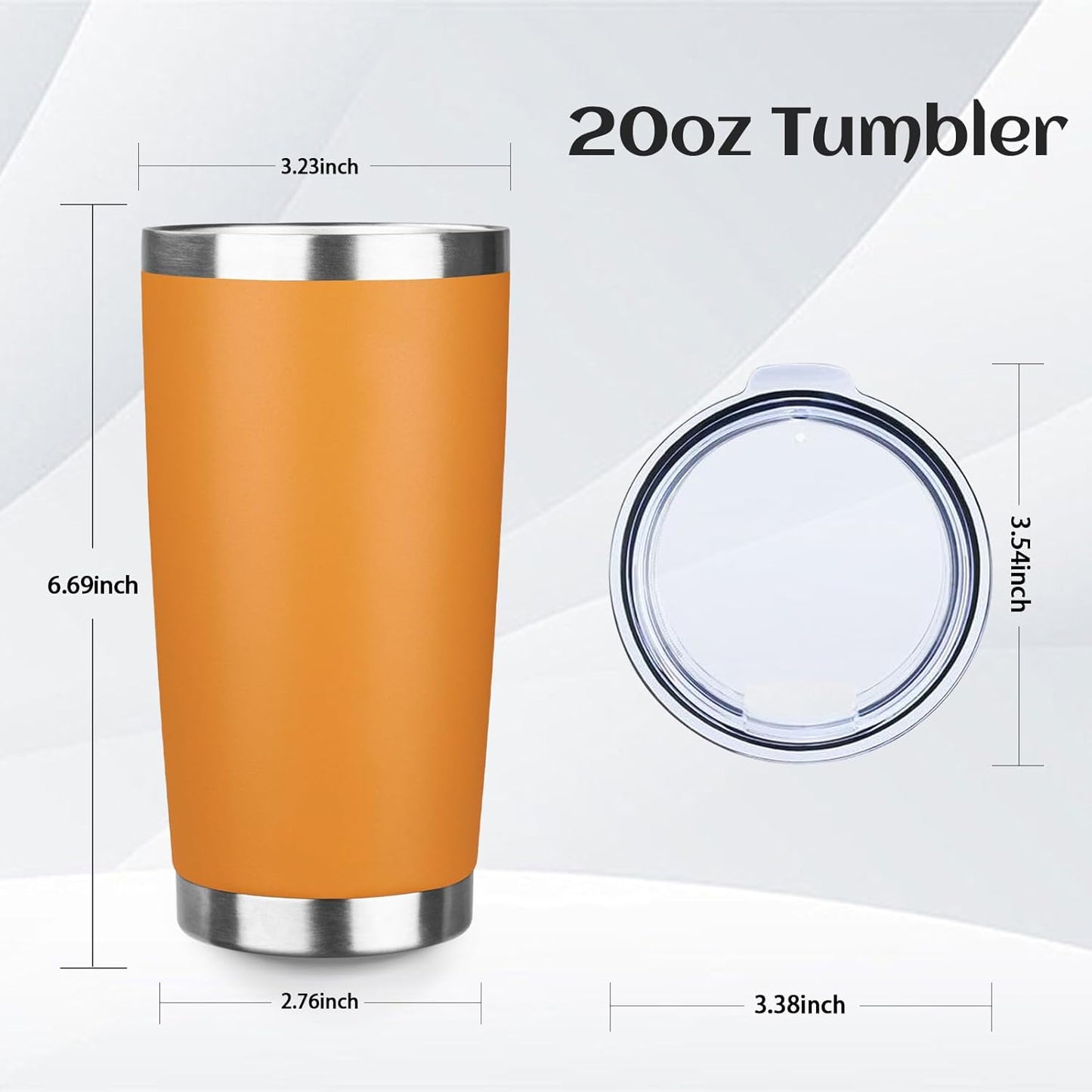 StarSpeed 20oz Tumbler Bulk with Lid, Stainless Steel Insulated Tumblers Double Wall Vacuum Insulated Travel Mug, Powder Coated Coffee Cups for Hot and Cold Drinks(Orange,1)